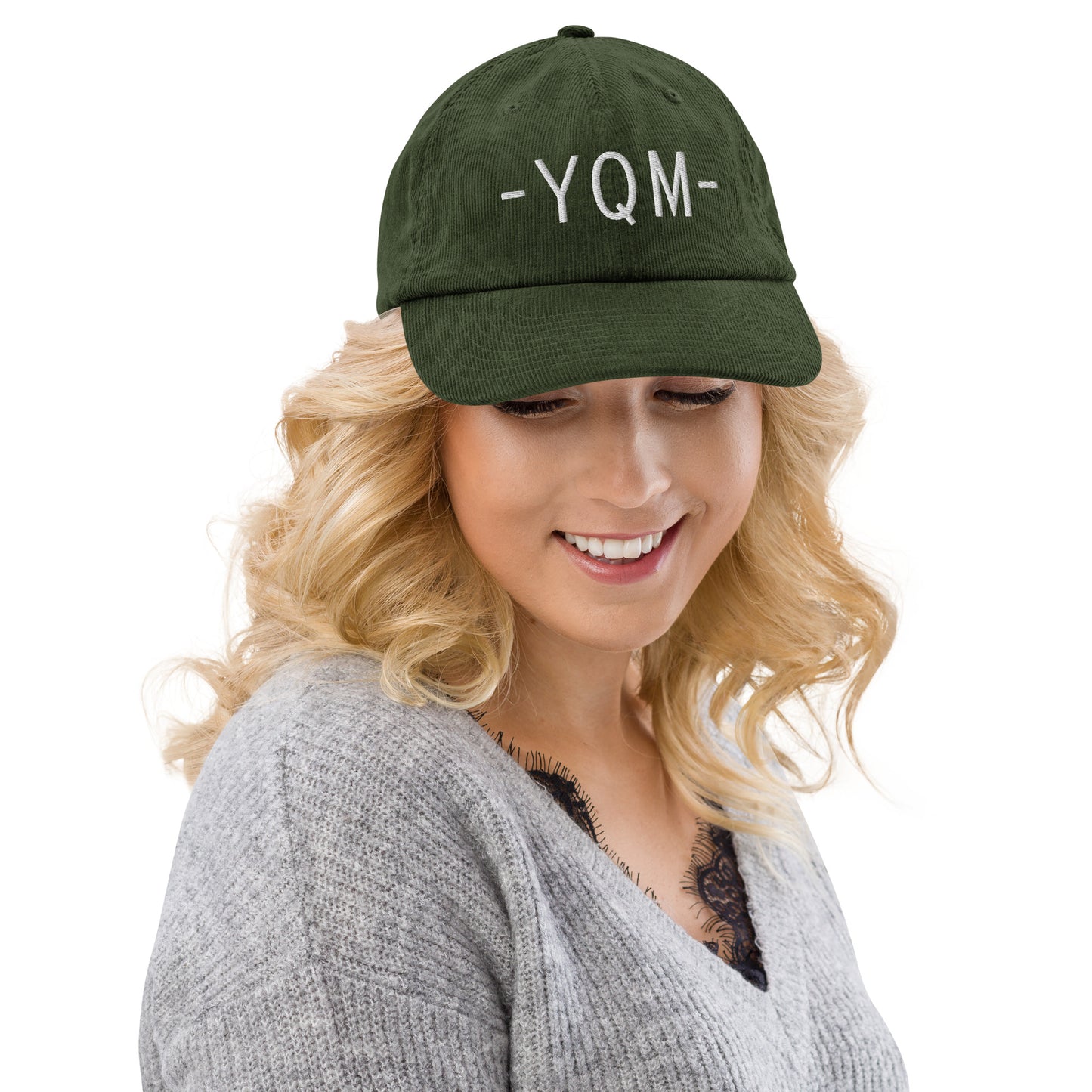 Souvenir Corduroy Hat - White • YQM Moncton • YHM Designs - Image 08