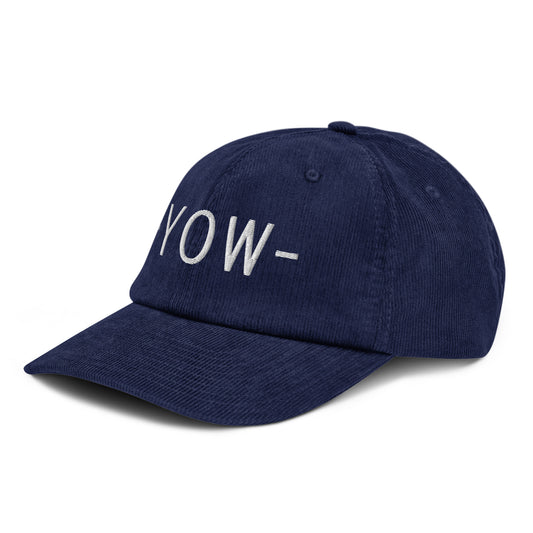 Souvenir Corduroy Hat - White • YOW Ottawa • YHM Designs - Image 01