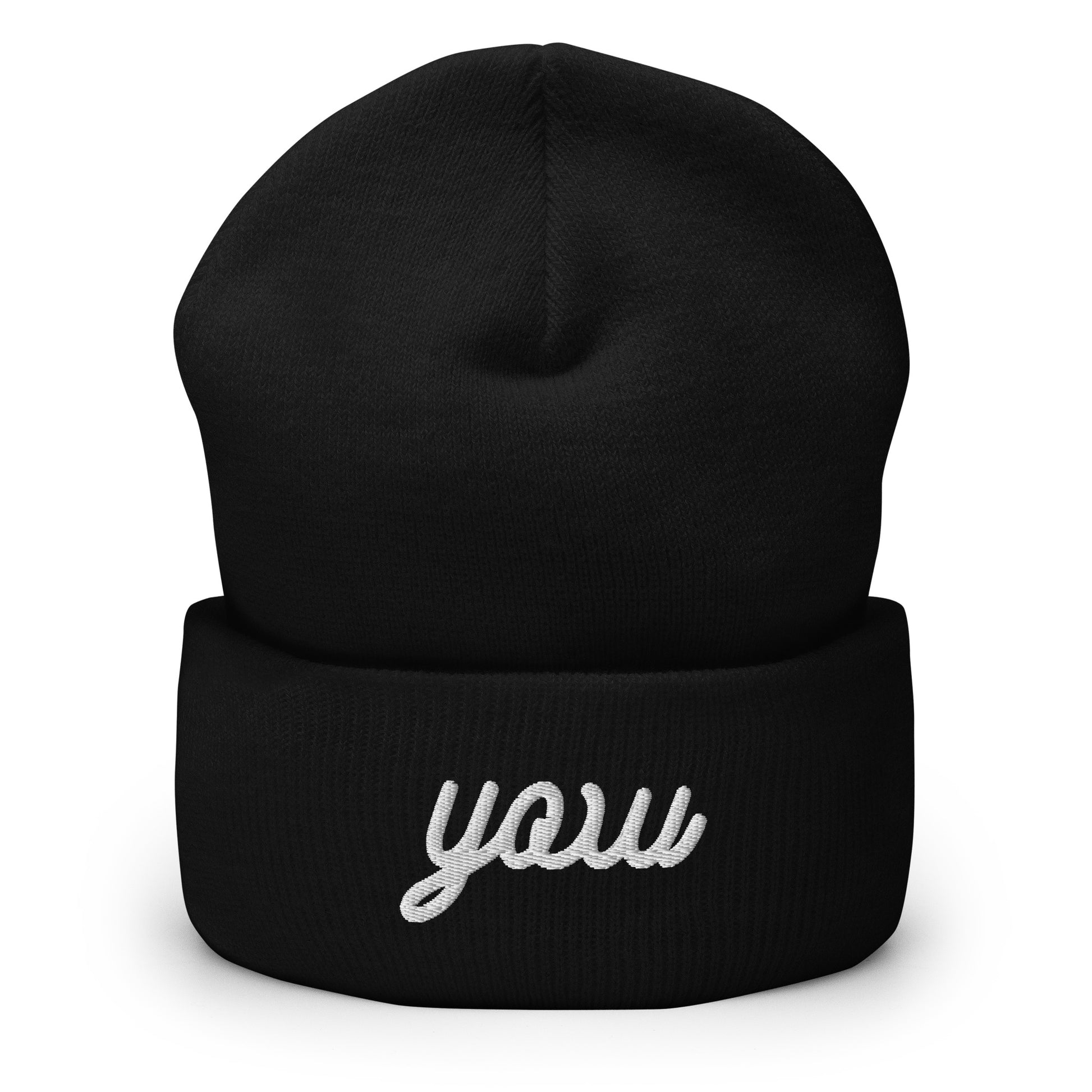 Vintage Script Beanie - White Embroidery • YOW Ottawa • YHM Designs - Image 01
