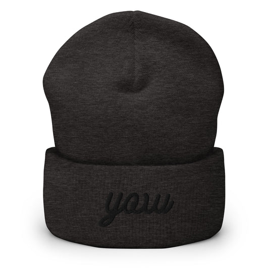 Vintage Script Beanie - Black Embroidery • YOW Ottawa • YHM Designs - Image 02