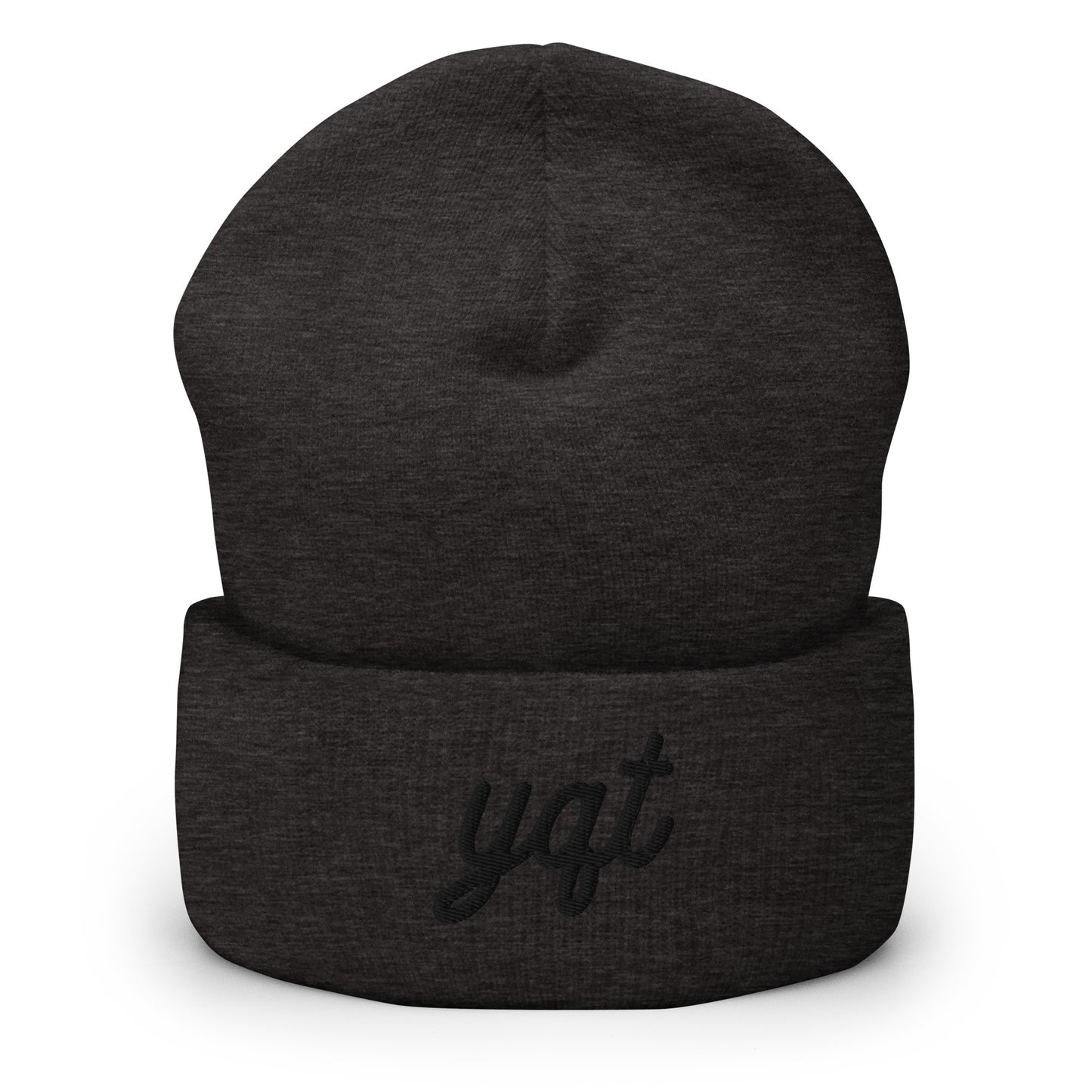 Vintage Script Beanie - Black Embroidery • YQT Thunder Bay • YHM Designs - Image 02