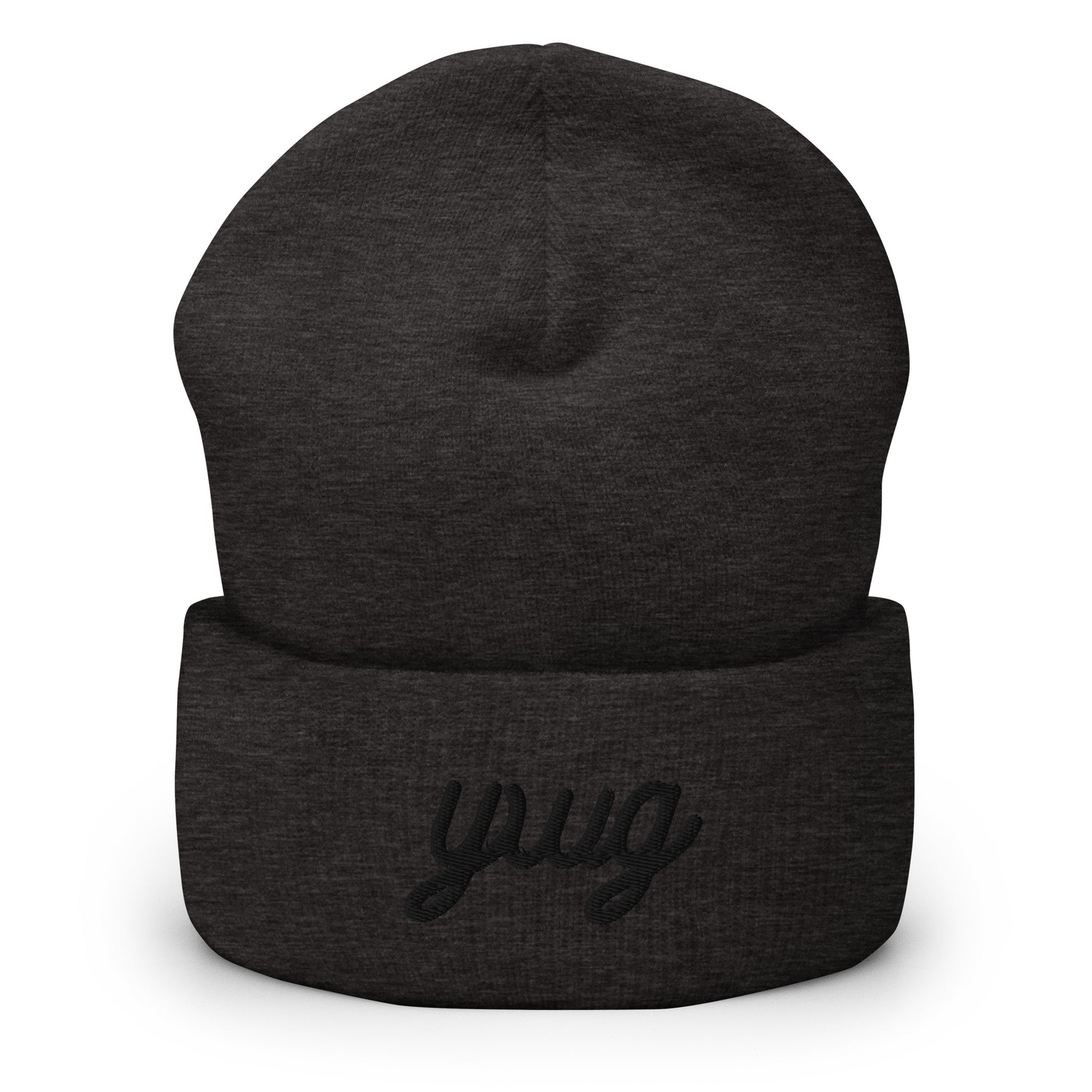 Vintage Script Beanie - Black Embroidery • YWG Winnipeg • YHM Designs - Image 02