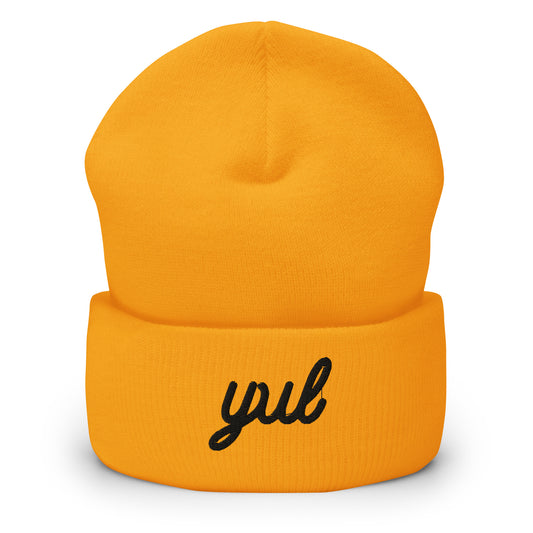 Vintage Script Beanie - Black Embroidery • YUL Montreal • YHM Designs - Image 01
