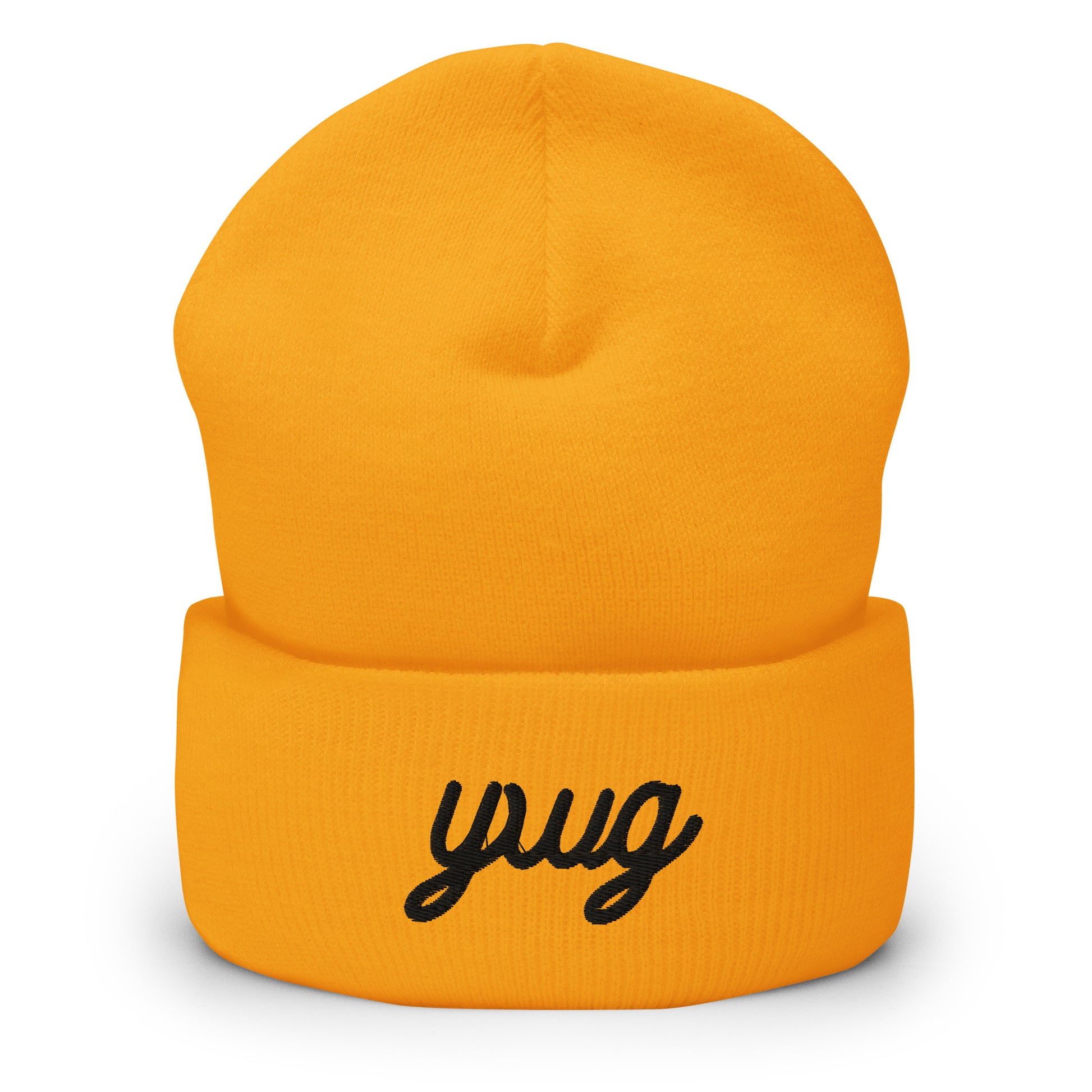 Vintage Script Beanie - Black Embroidery • YWG Winnipeg • YHM Designs - Image 01