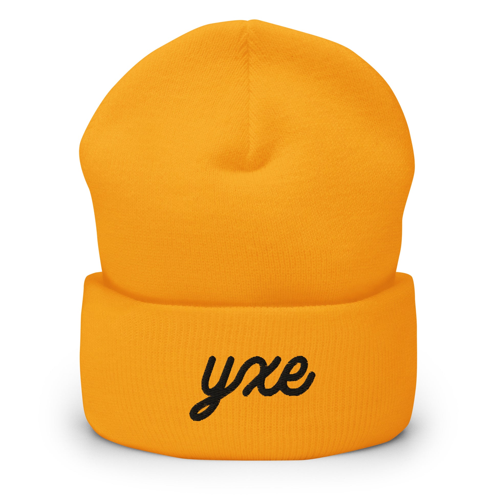 Vintage Script Beanie - Black Embroidery • YXE Saskatoon • YHM Designs - Image 01