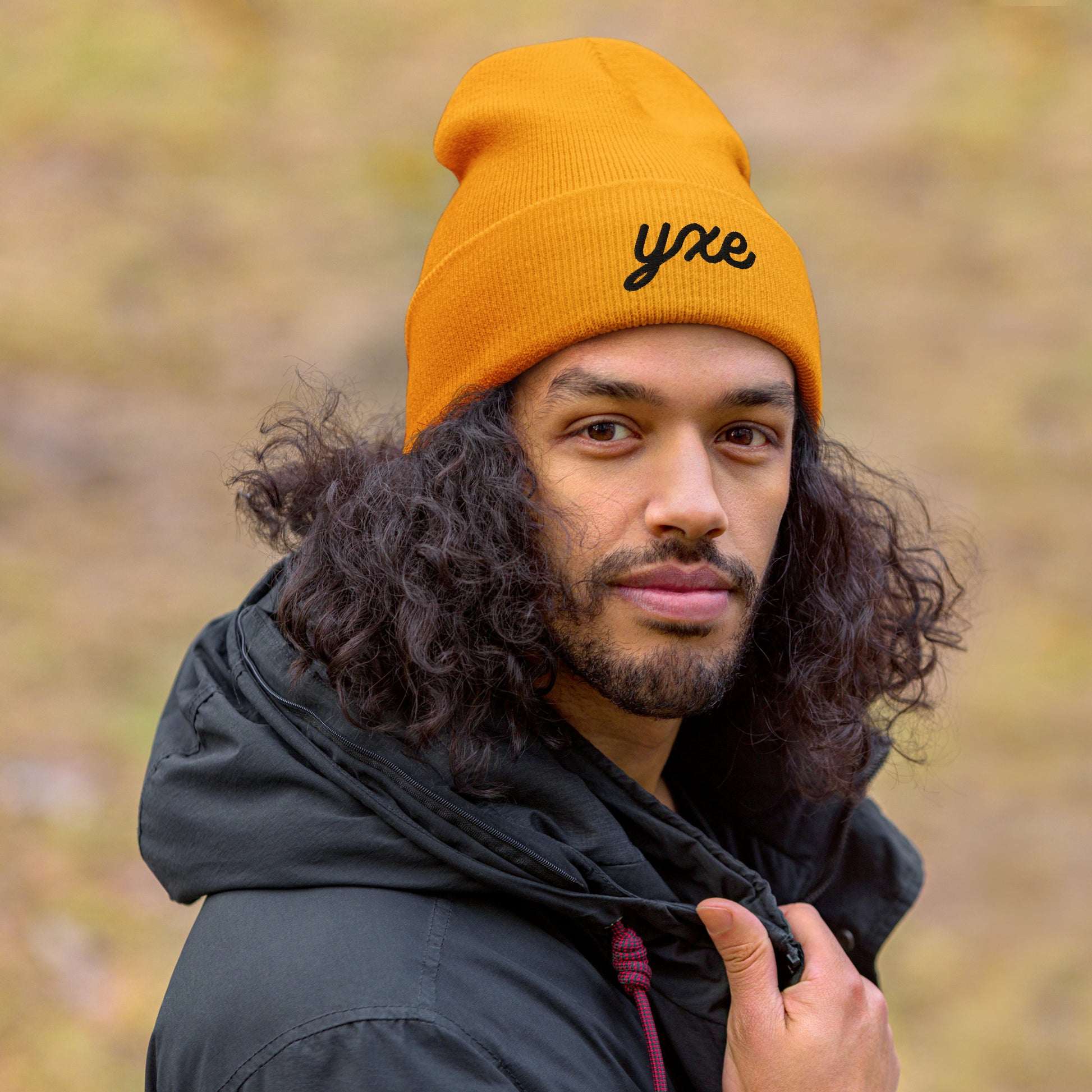 Vintage Script Beanie - Black Embroidery • YXE Saskatoon • YHM Designs - Image 06