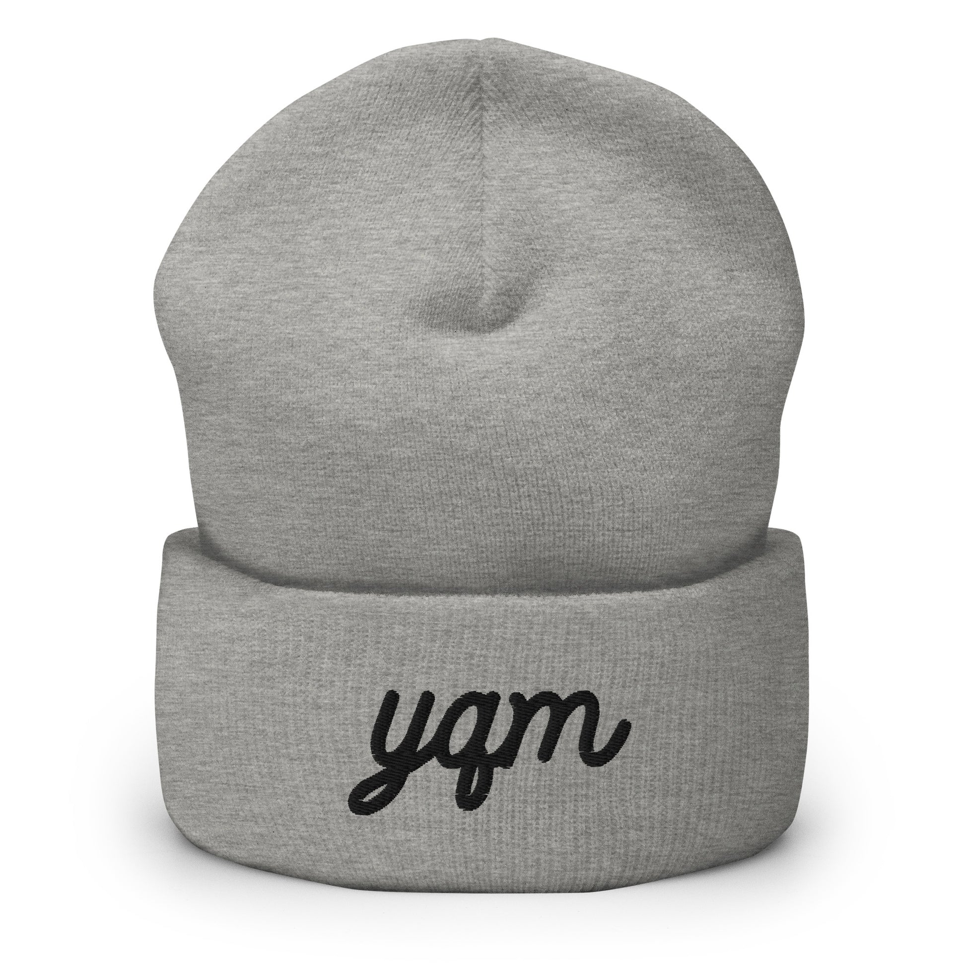 Vintage Script Beanie - Black Embroidery • YQM Moncton • YHM Designs - Image 03
