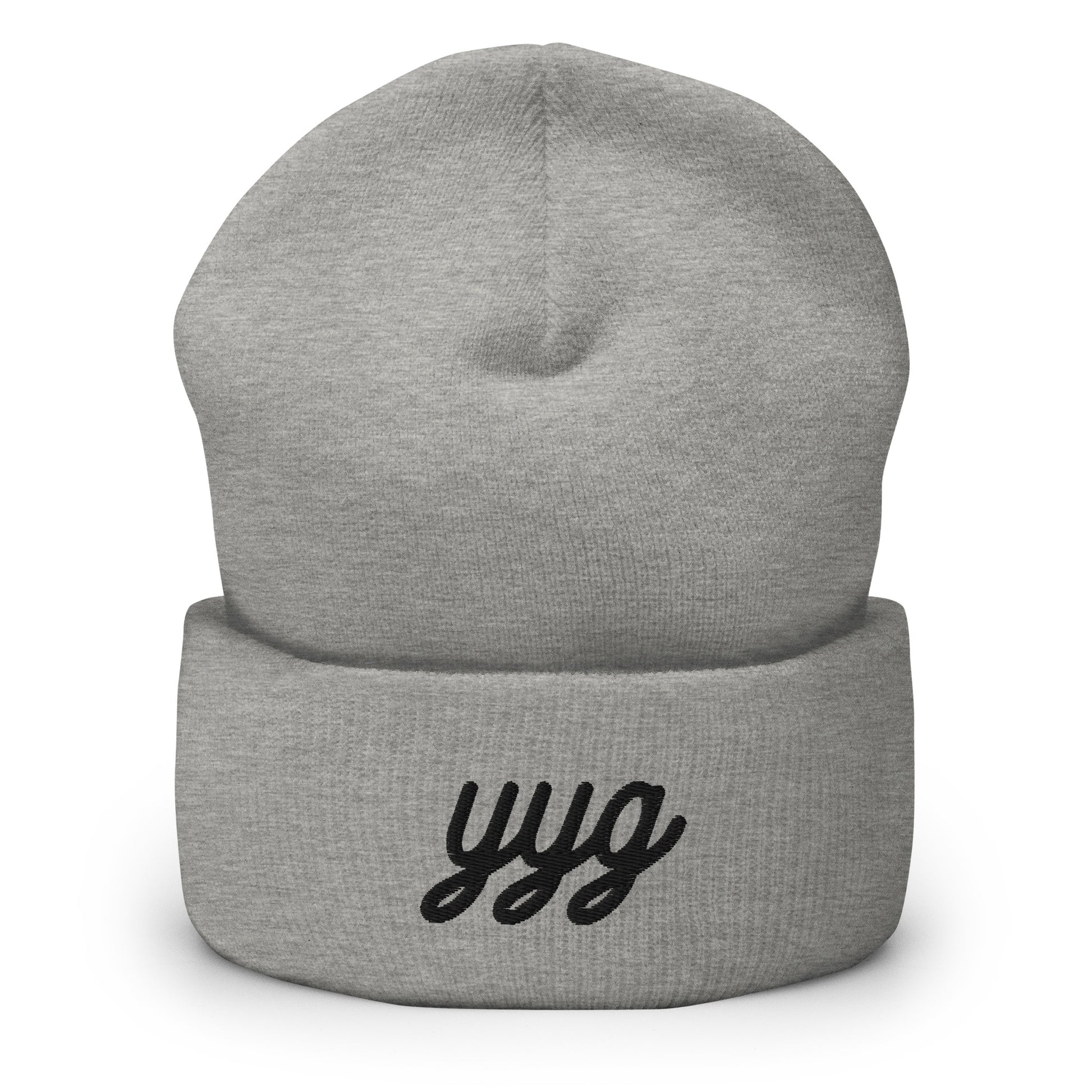 Vintage Script Beanie - Black Embroidery • YYG Charlottetown • YHM Designs - Image 03