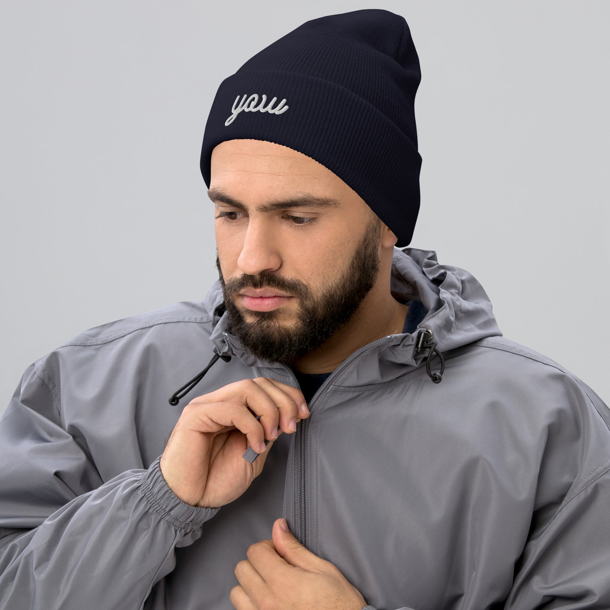 Vintage Script Beanie - White Embroidery • YOW Ottawa • YHM Designs - Image 07