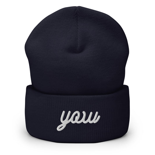 Vintage Script Beanie - White Embroidery • YOW Ottawa • YHM Designs - Image 02