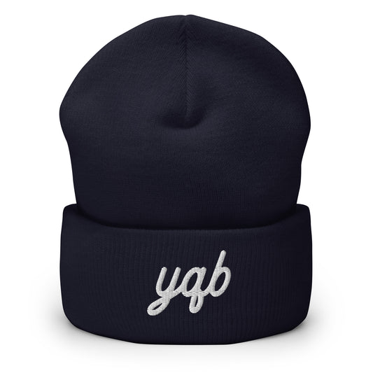 Vintage Script Beanie - White Embroidery • YQB Quebec City • YHM Designs - Image 02