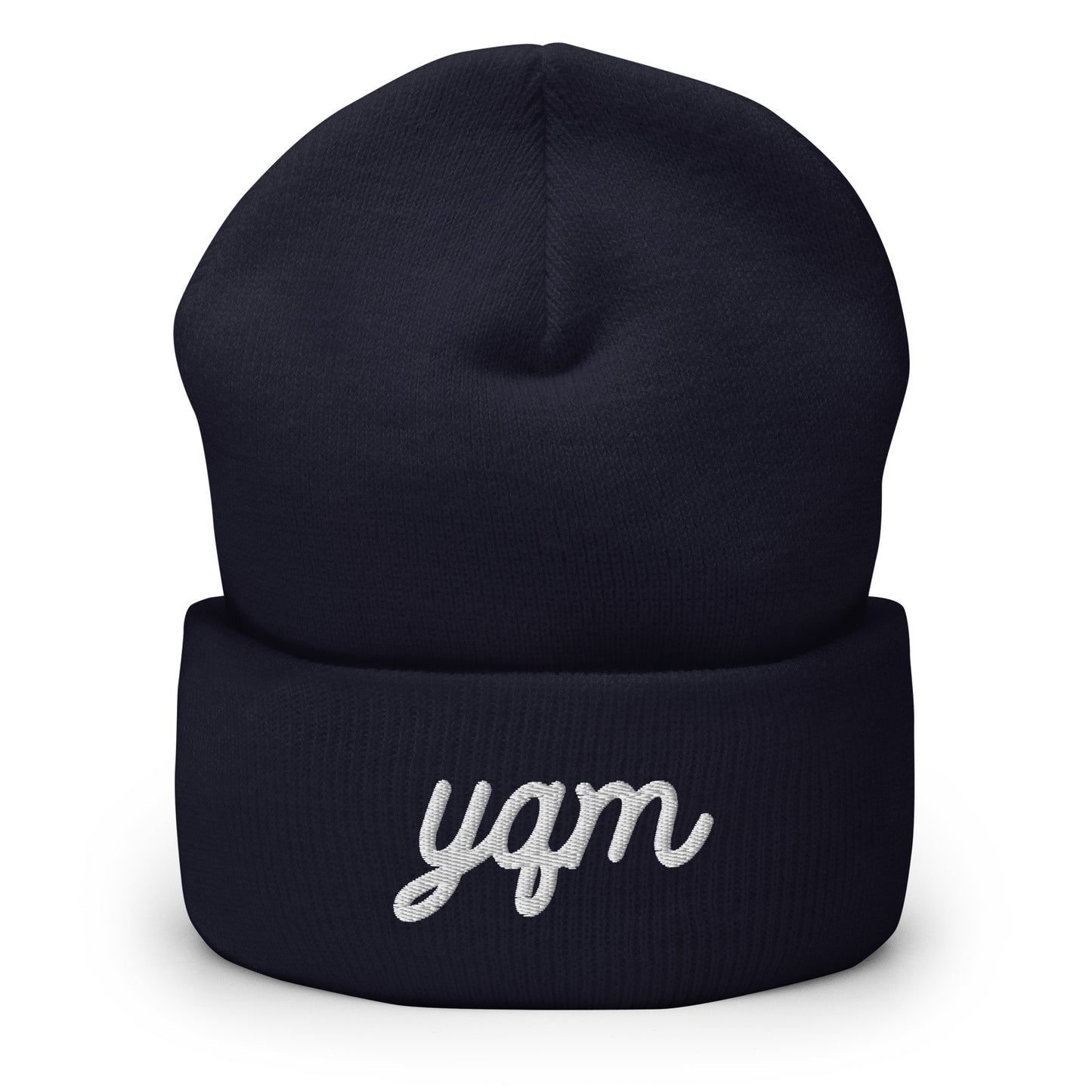 Vintage Script Beanie - White Embroidery • YQM Moncton • YHM Designs - Image 02