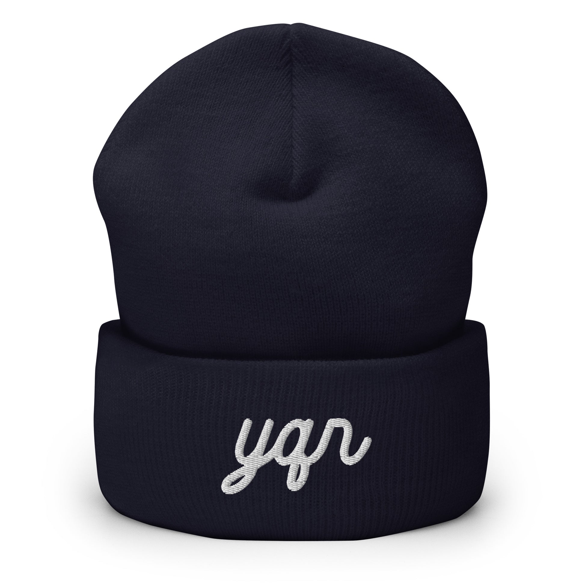 Vintage Script Beanie - White Embroidery • YQR Regina • YHM Designs - Image 02