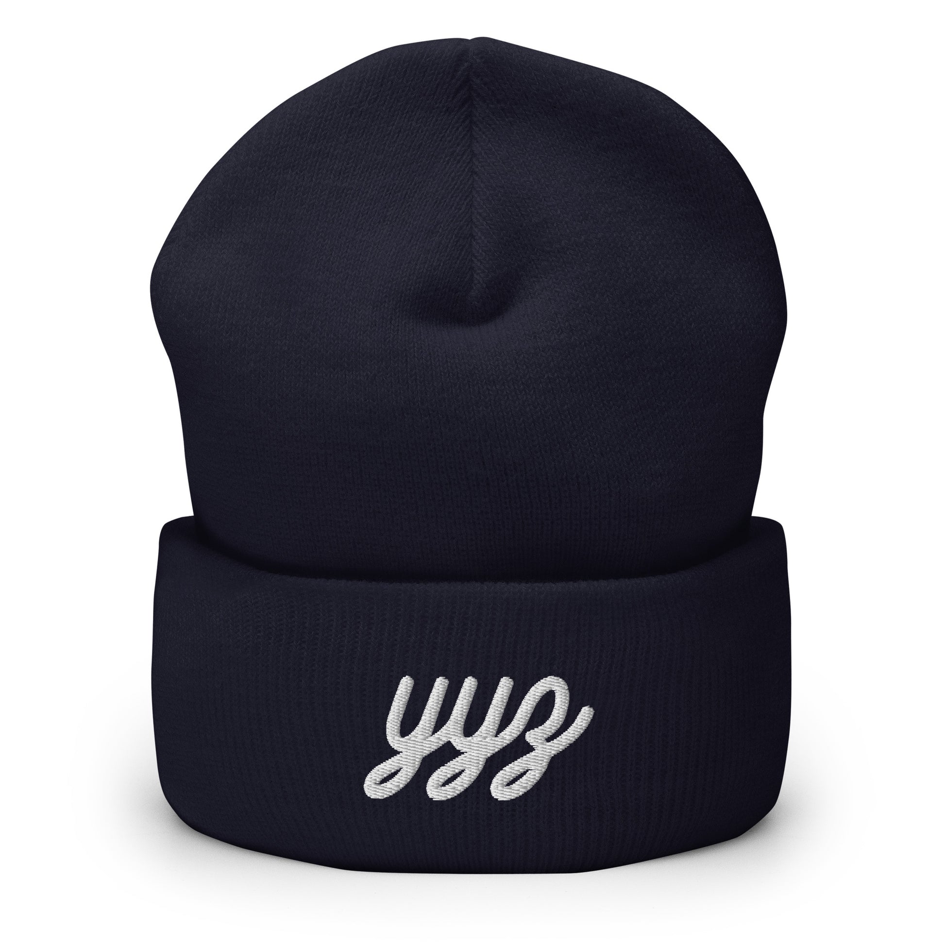 Vintage Script Beanie - White Embroidery • YYZ Toronto • YHM Designs - Image 02