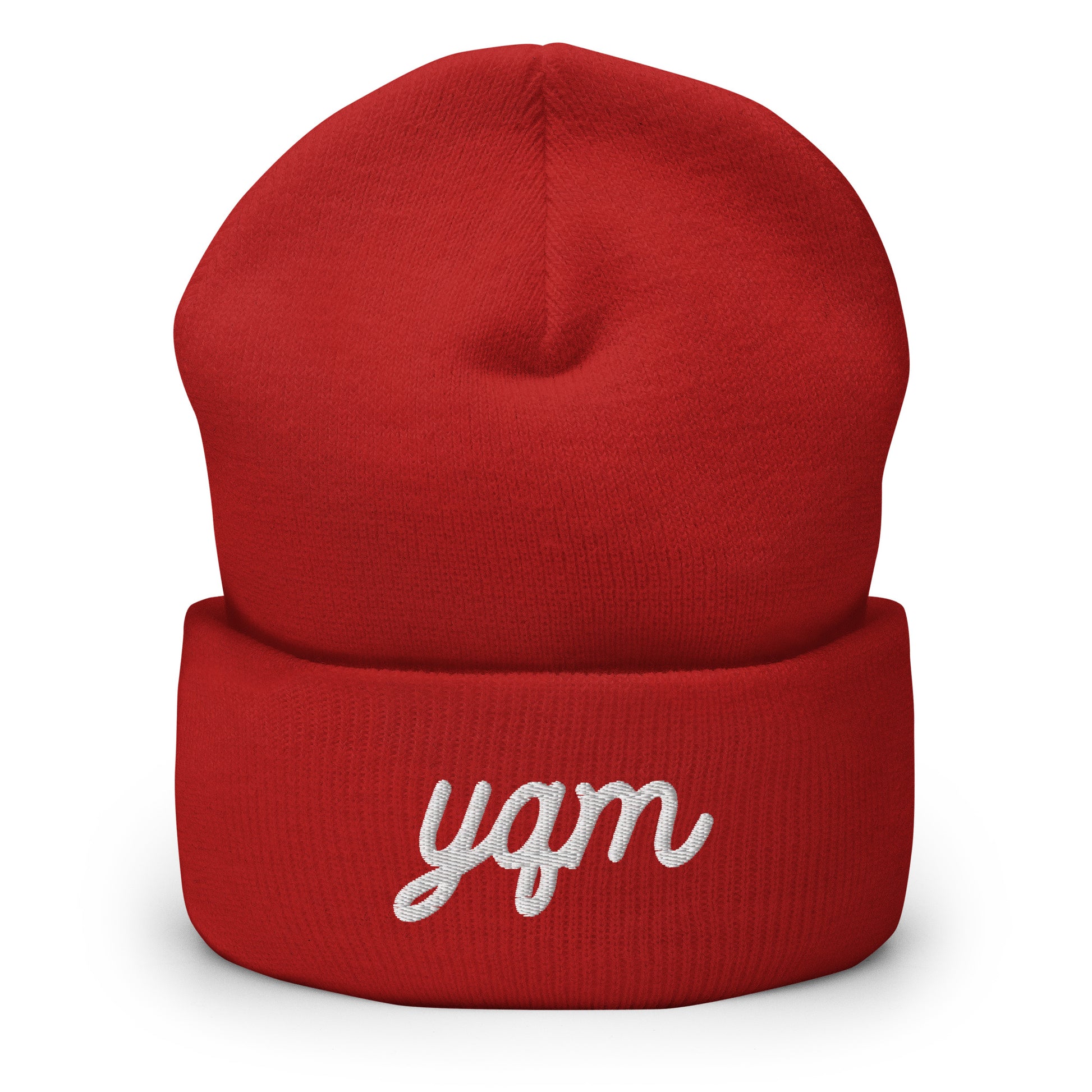Vintage Script Beanie - White Embroidery • YQM Moncton • YHM Designs - Image 03