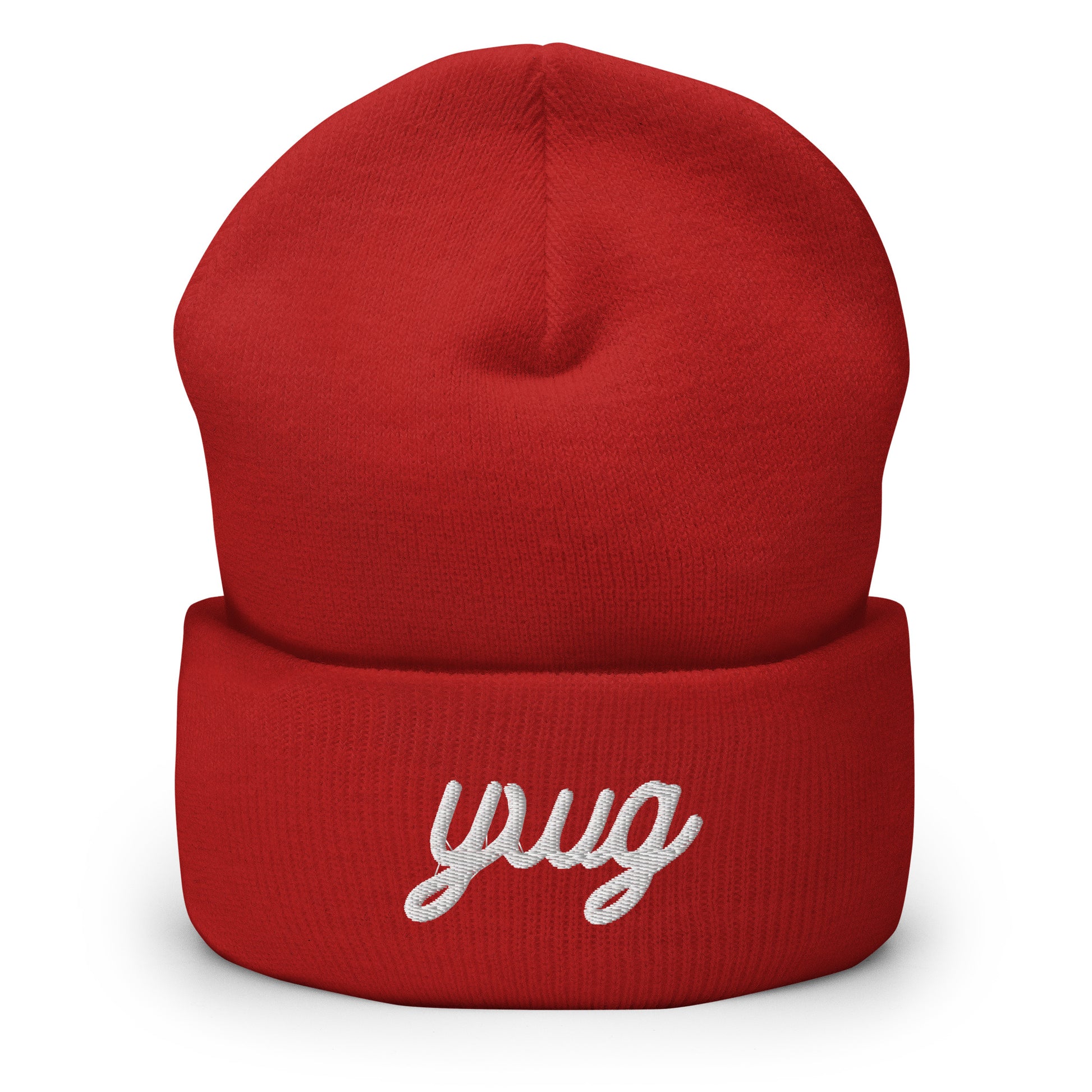 Vintage Script Beanie - White Embroidery • YWG Winnipeg • YHM Designs - Image 03