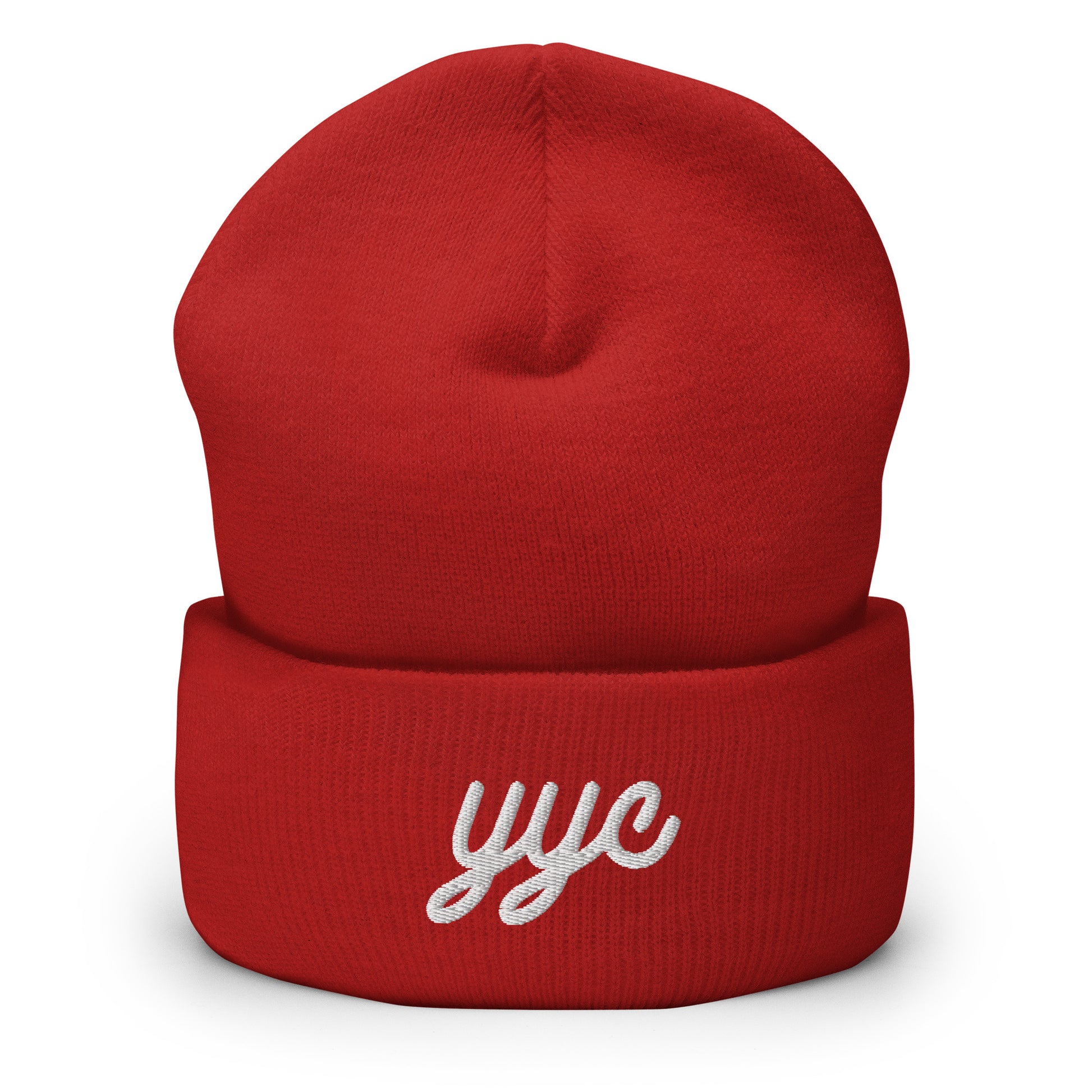 Vintage Script Beanie - White Embroidery • YYC Calgary • YHM Designs - Image 03