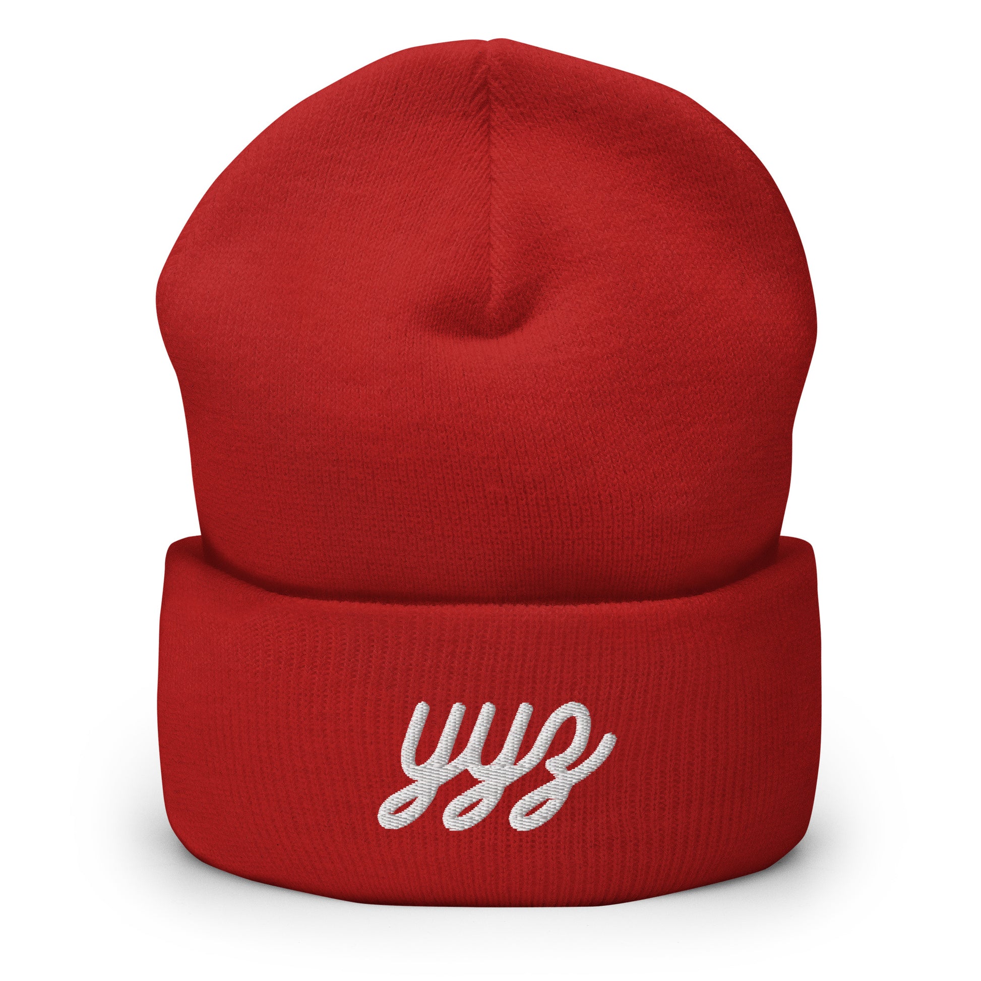 Vintage Script Beanie - White Embroidery • YYZ Toronto • YHM Designs - Image 03