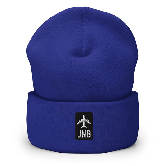 Jetliner Cuffed Beanie • Black/White • JNB Johannesburg • YHM Designs - Image 01
