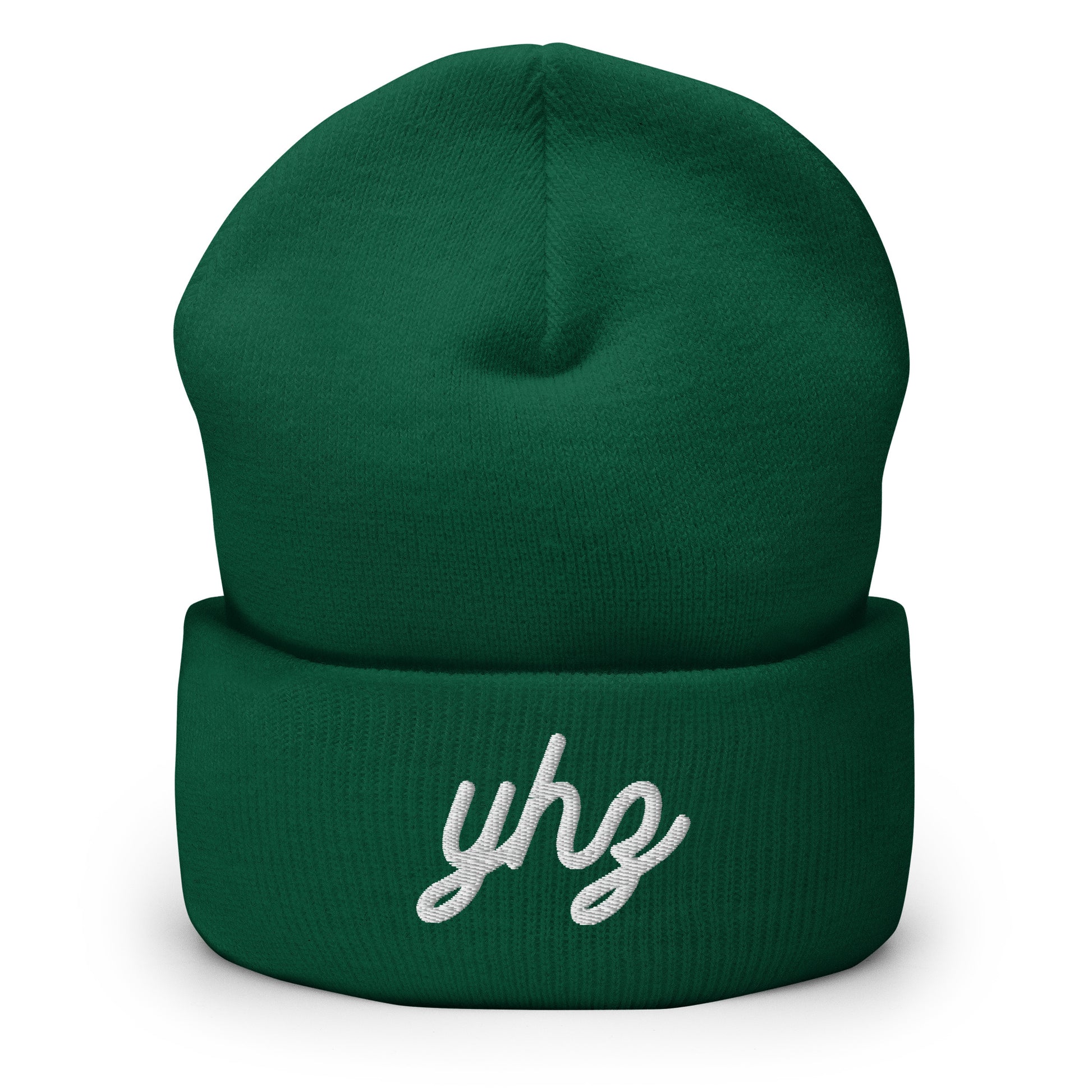 Vintage Script Beanie - White Embroidery • YHZ Halifax • YHM Designs - Image 04