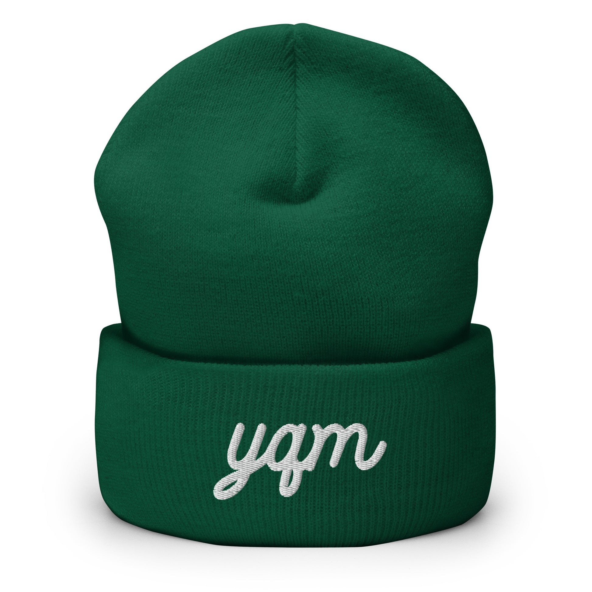 Vintage Script Beanie - White Embroidery • YQM Moncton • YHM Designs - Image 04