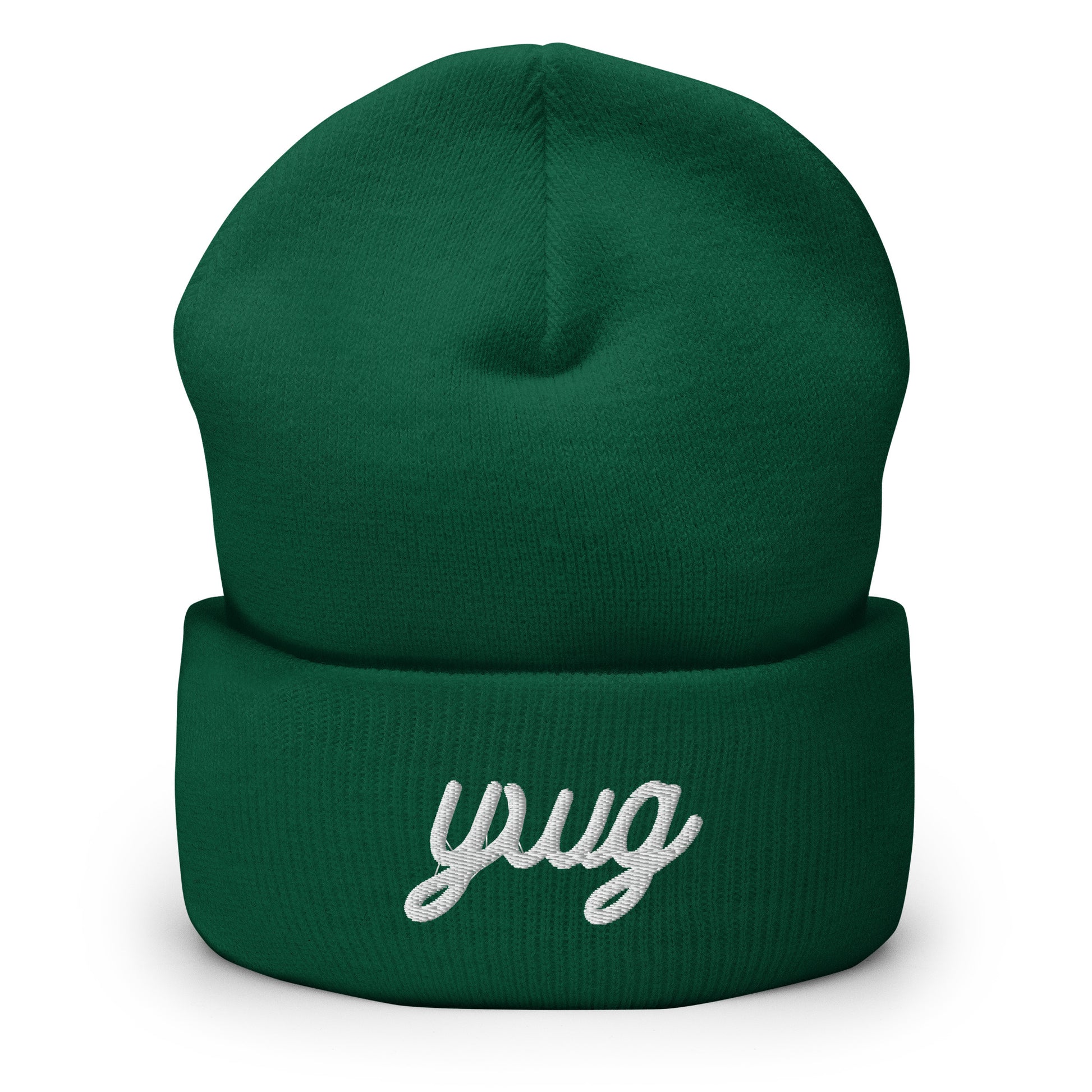Vintage Script Beanie - White Embroidery • YWG Winnipeg • YHM Designs - Image 04