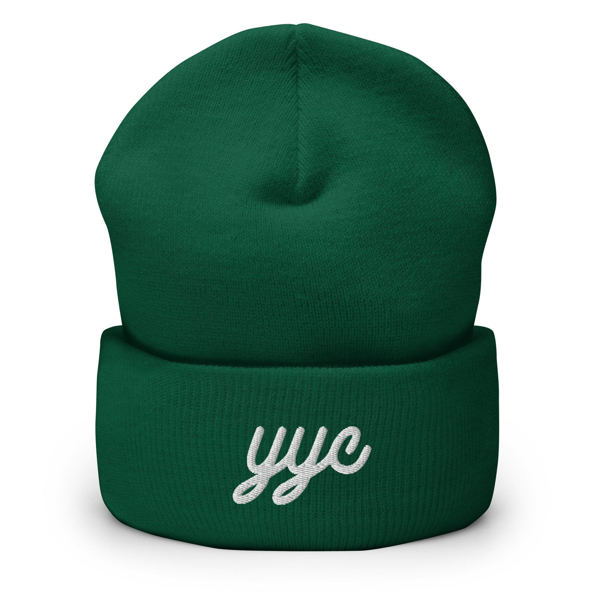 Vintage Script Beanie - White Embroidery • YYC Calgary • YHM Designs - Image 04