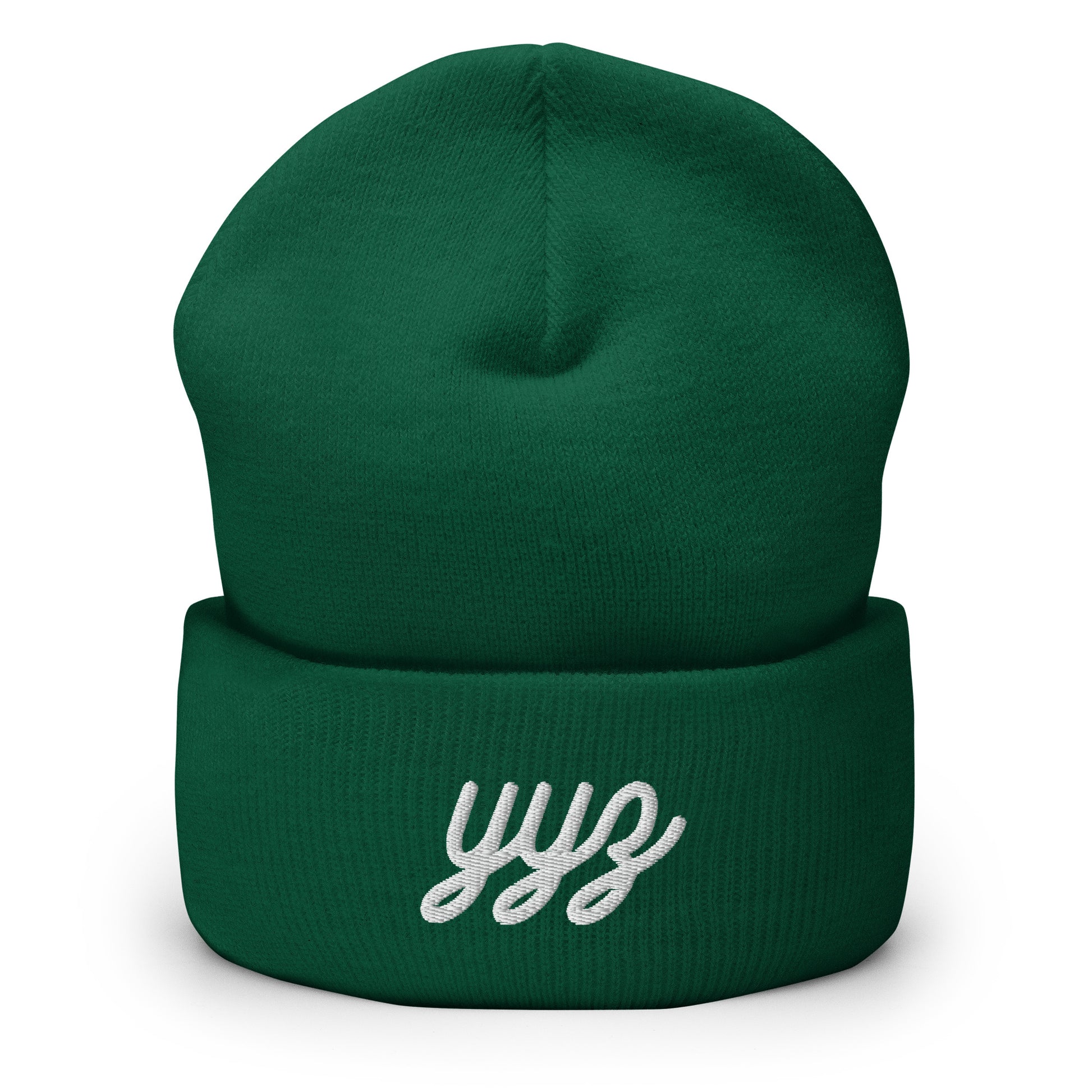 Vintage Script Beanie - White Embroidery • YYZ Toronto • YHM Designs - Image 04