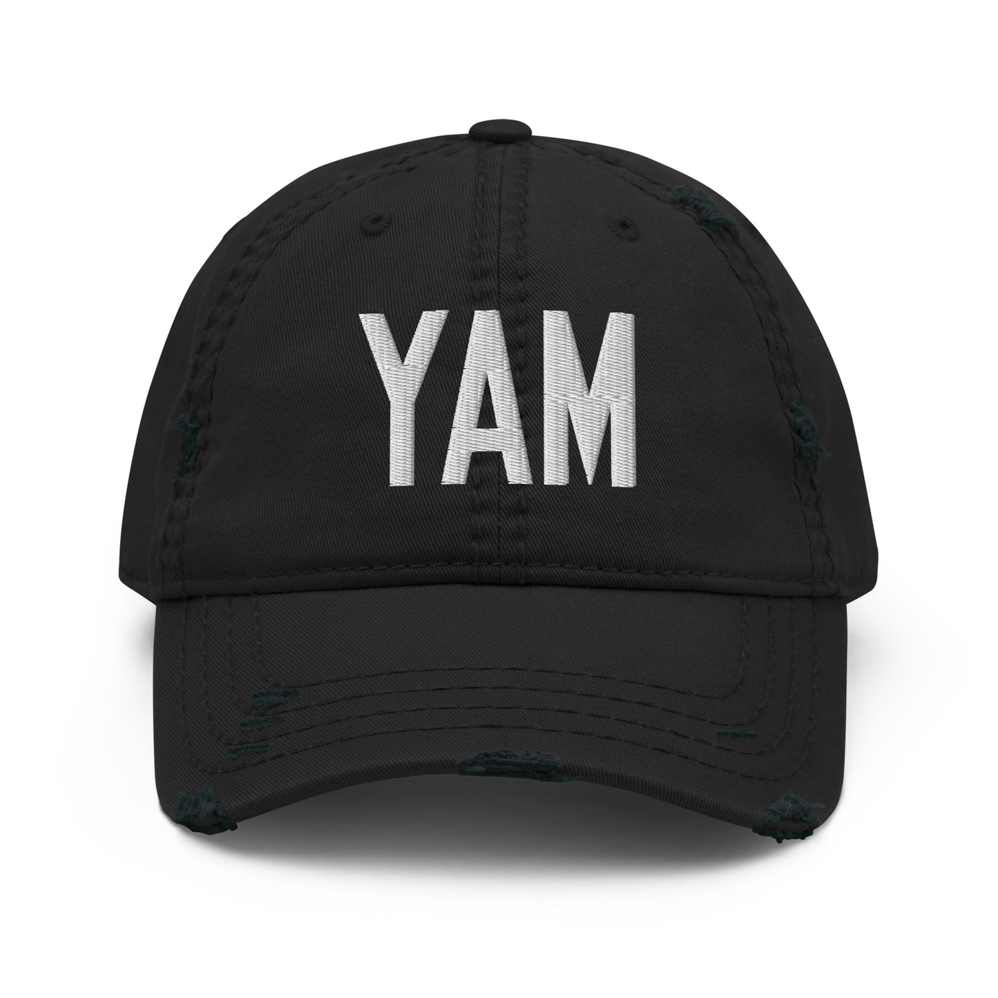 Airport Code Distressed Hat - White • YAM Sault-Ste-Marie • YHM Designs - Image 10
