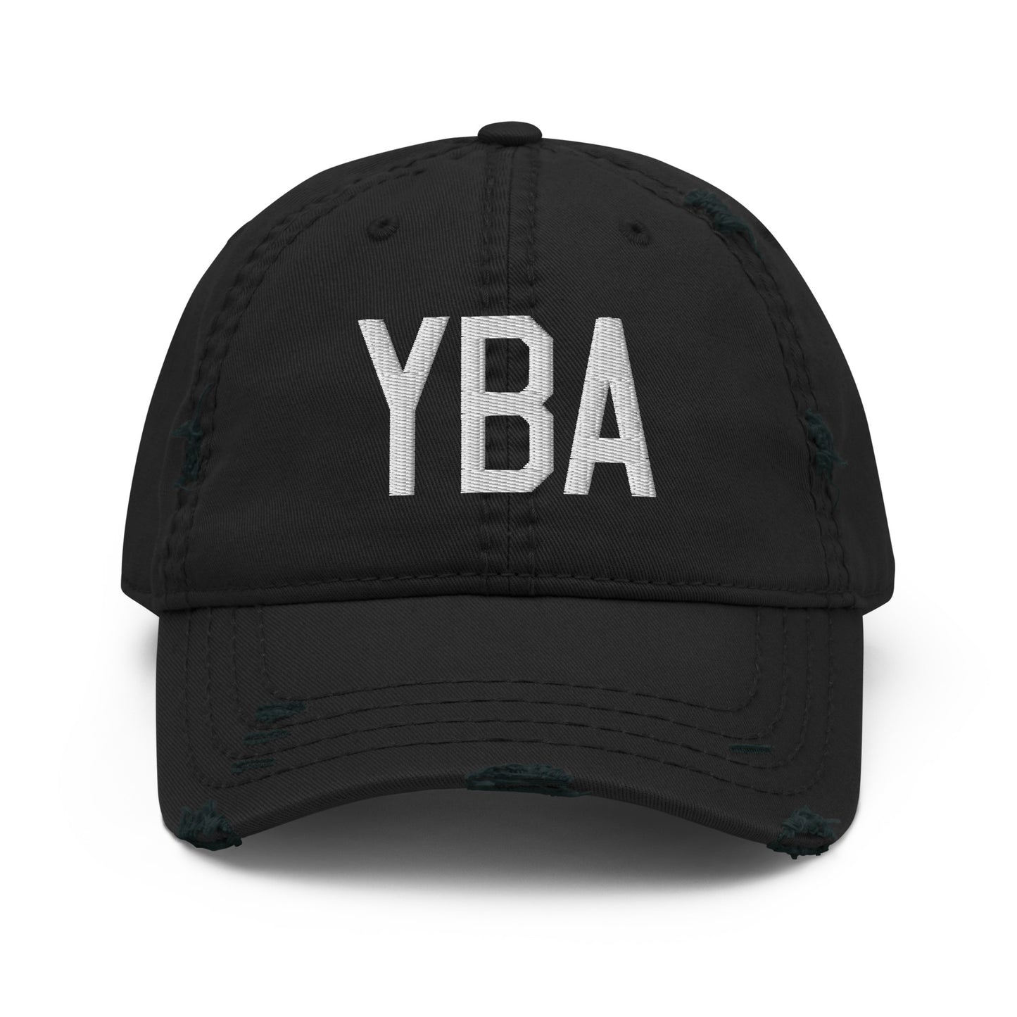 Airport Code Distressed Hat - White • YBA Banff • YHM Designs - Image 10