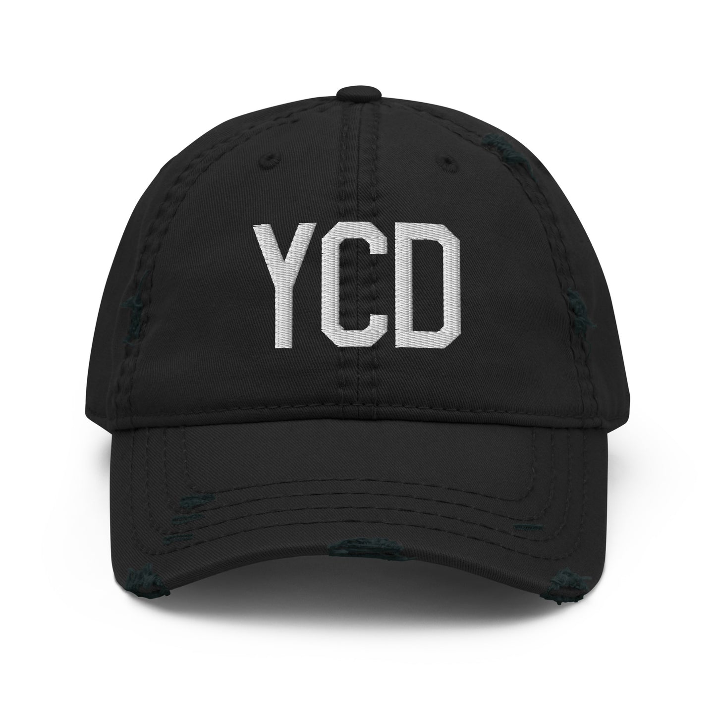 Airport Code Distressed Hat - White • YCD Nanaimo • YHM Designs - Image 10