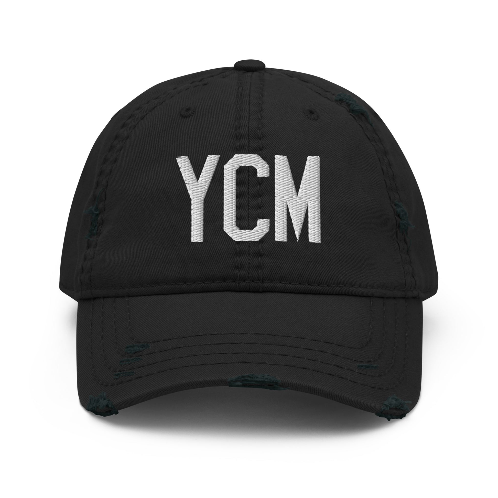 Airport Code Distressed Hat - White • YCM St. Catharines • YHM Designs - Image 10