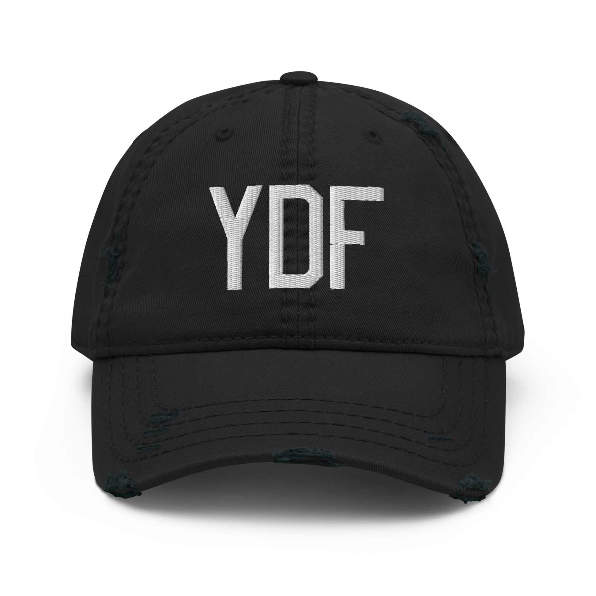 Airport Code Distressed Hat - White • YDF Deer Lake • YHM Designs - Image 10