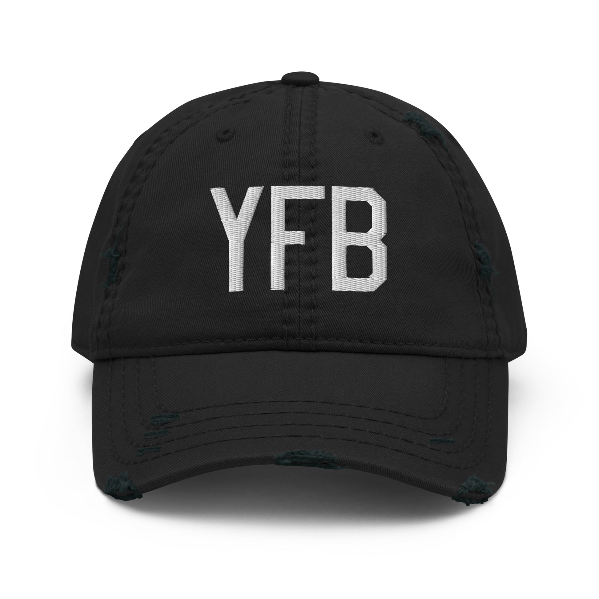 Airport Code Distressed Hat - White • YFB Iqaluit • YHM Designs - Image 10