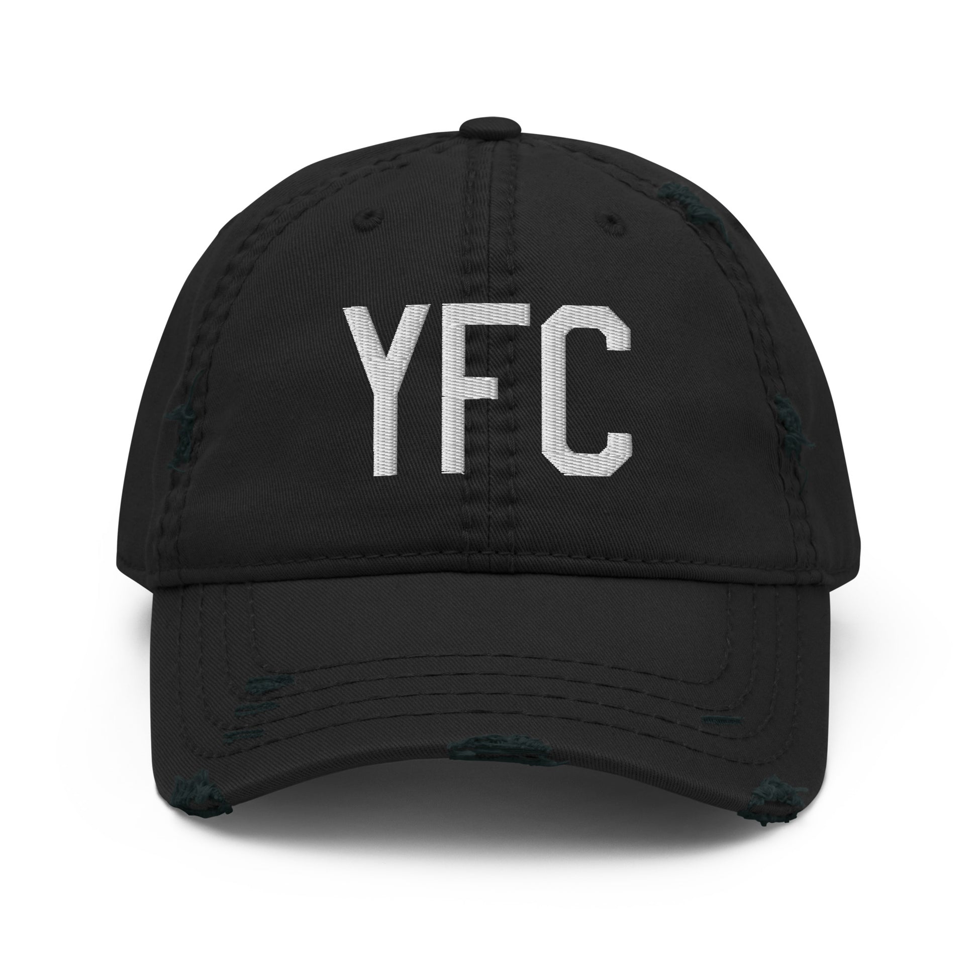 Airport Code Distressed Hat - White • YFC Fredericton • YHM Designs - Image 10