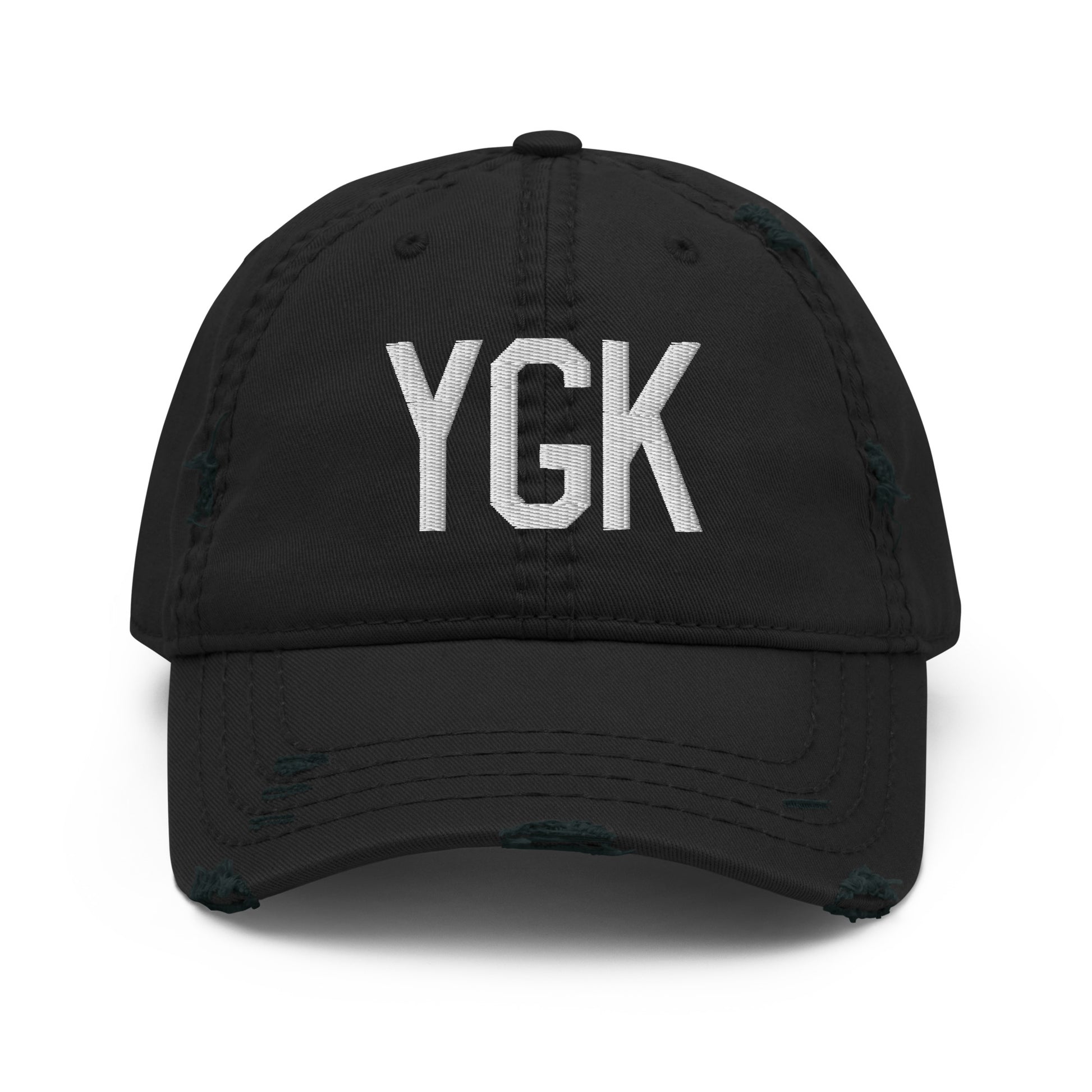 Airport Code Distressed Hat - White • YGK Kingston • YHM Designs - Image 10