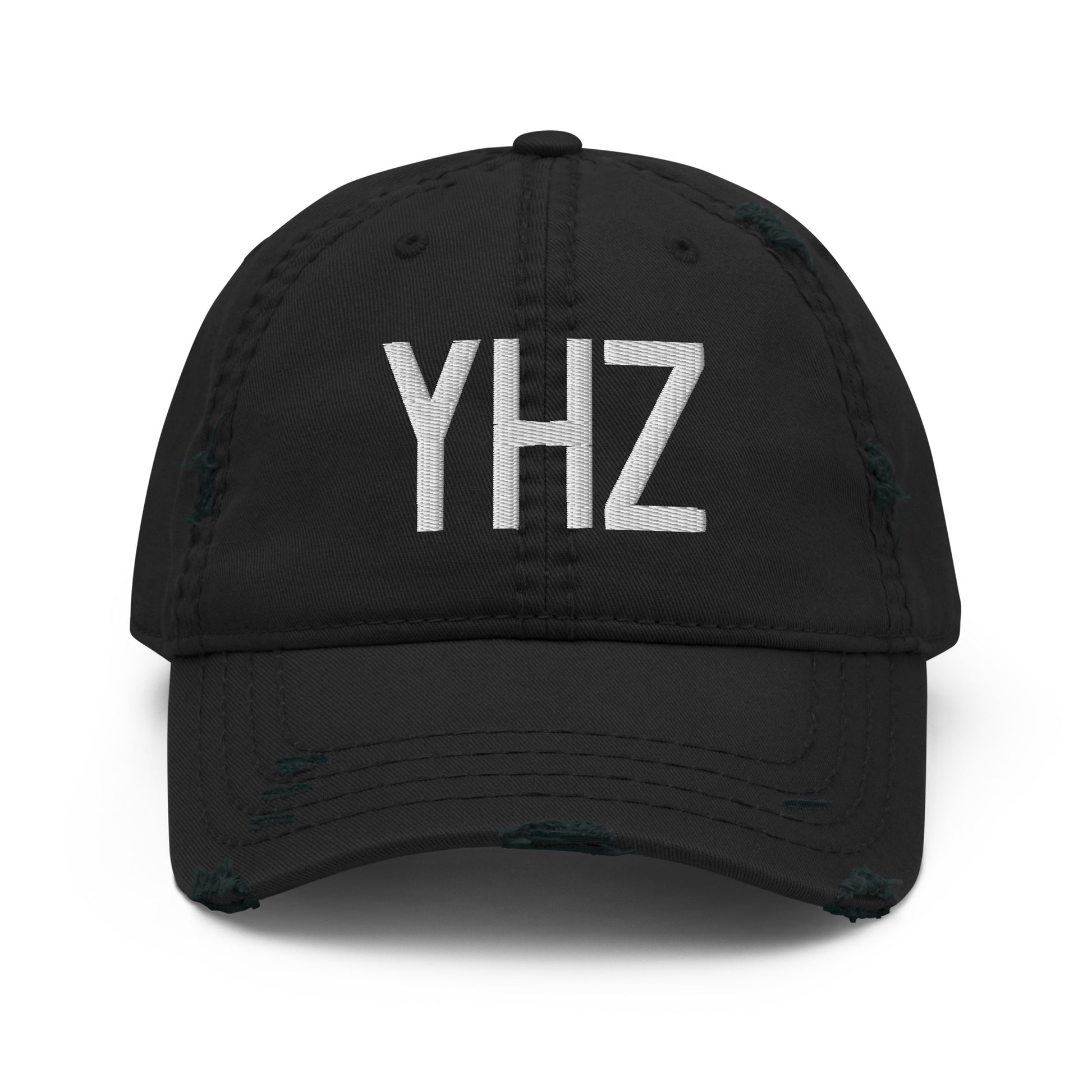 Airport Code Distressed Hat - White • YHZ Halifax • YHM Designs - Image 10
