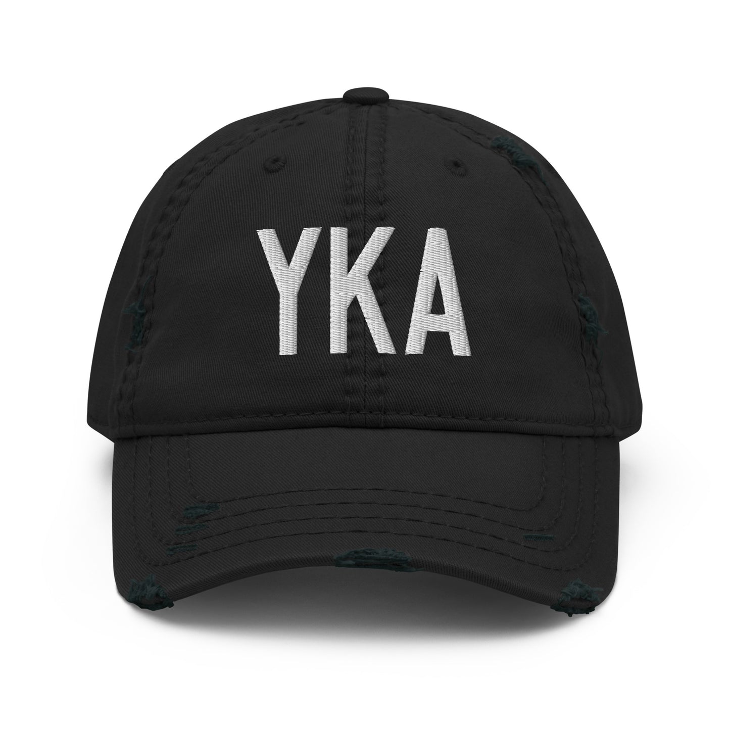 Airport Code Distressed Hat - White • YKA Kamloops • YHM Designs - Image 10