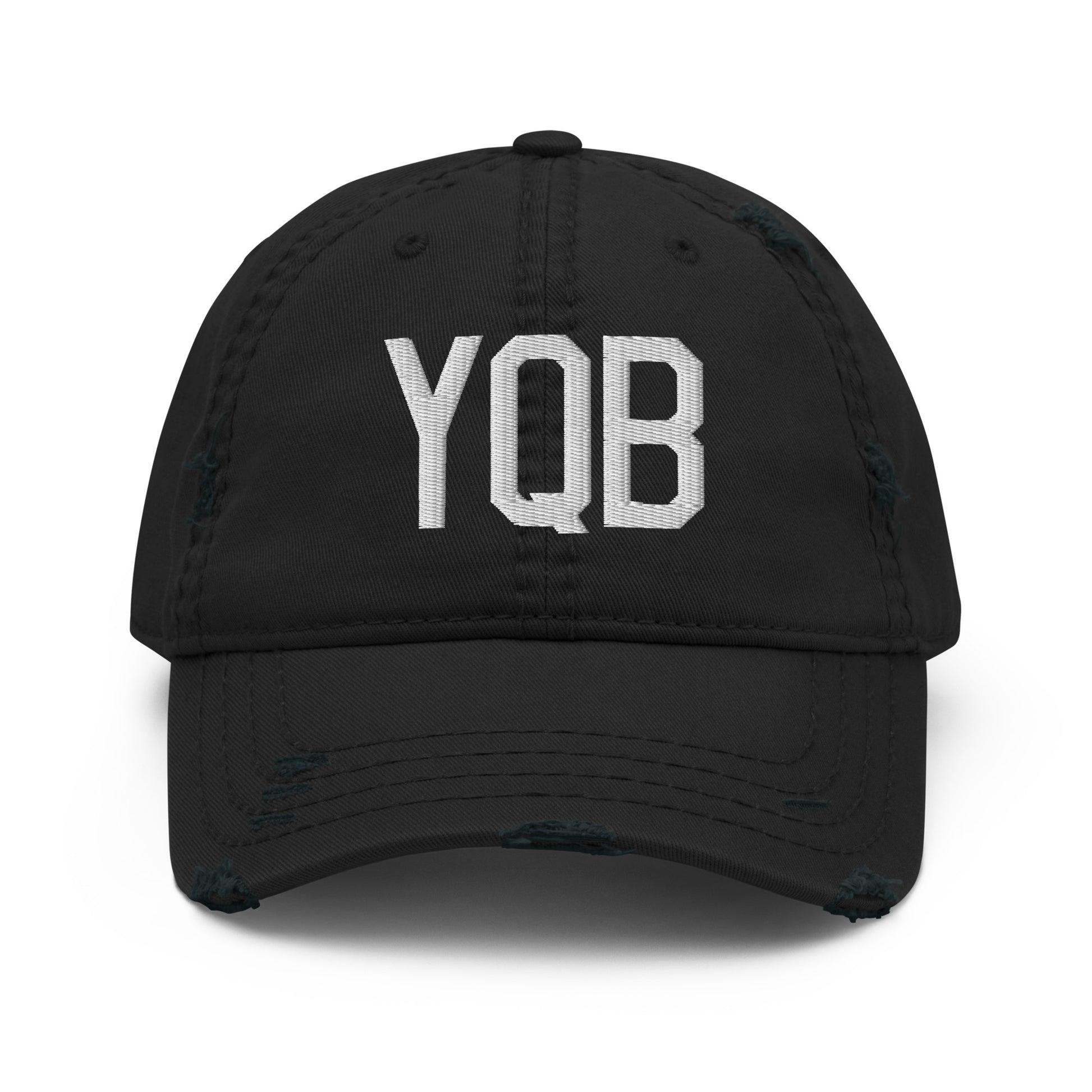 Airport Code Distressed Hat - White • YQB Quebec City • YHM Designs - Image 10