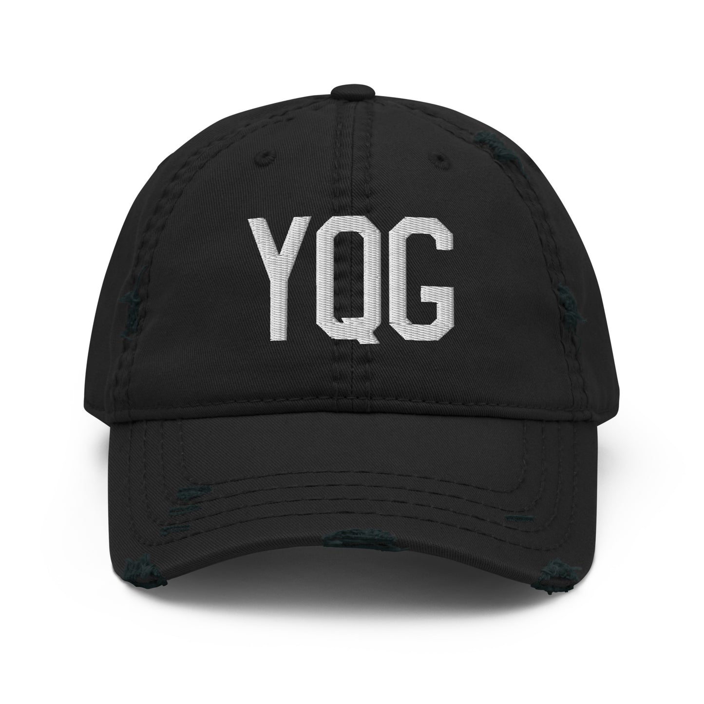 Airport Code Distressed Hat - White • YQG Windsor • YHM Designs - Image 10