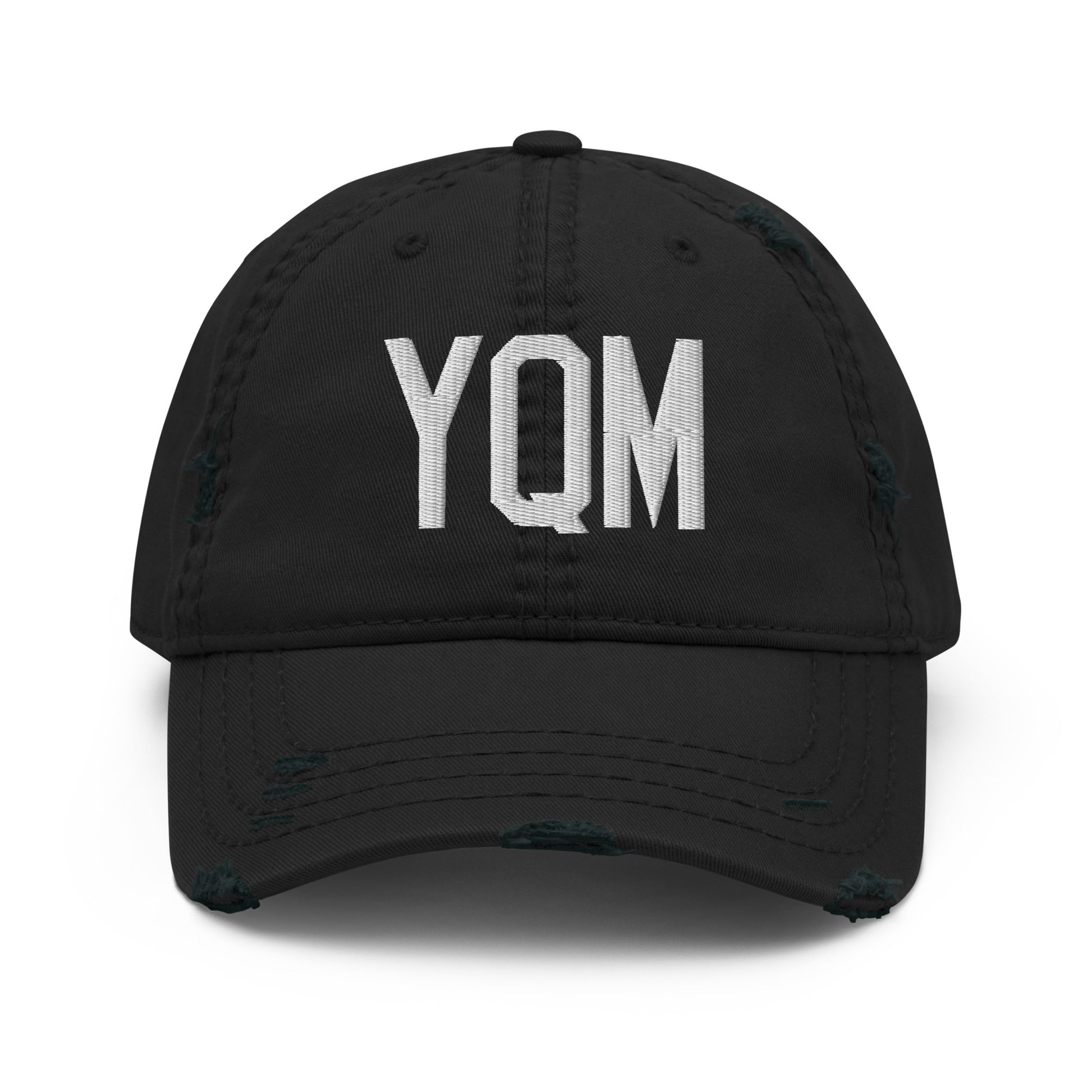 Airport Code Distressed Hat - White • YQM Moncton • YHM Designs - Image 10