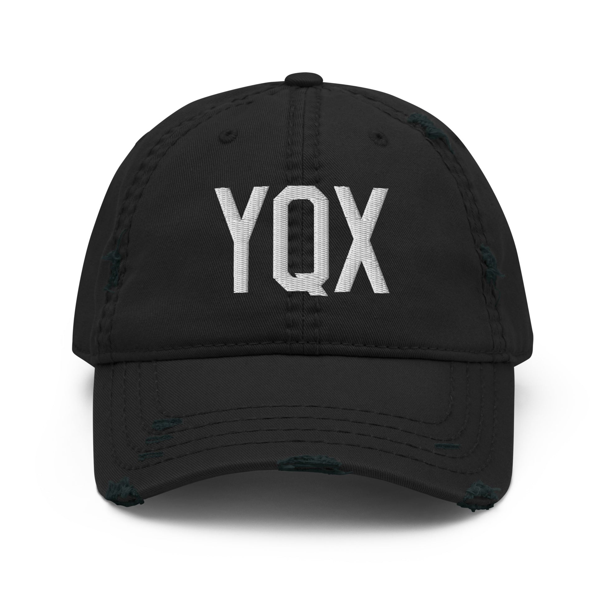 Airport Code Distressed Hat - White • YQX Gander • YHM Designs - Image 10