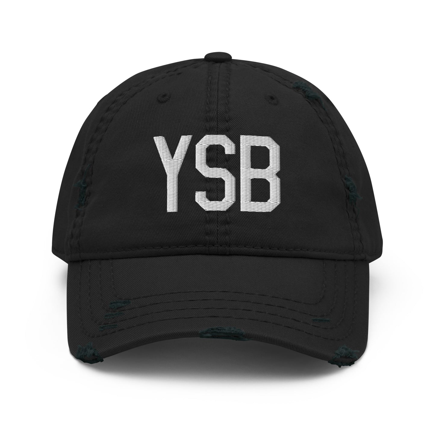 Airport Code Distressed Hat - White • YSB Sudbury • YHM Designs - Image 10
