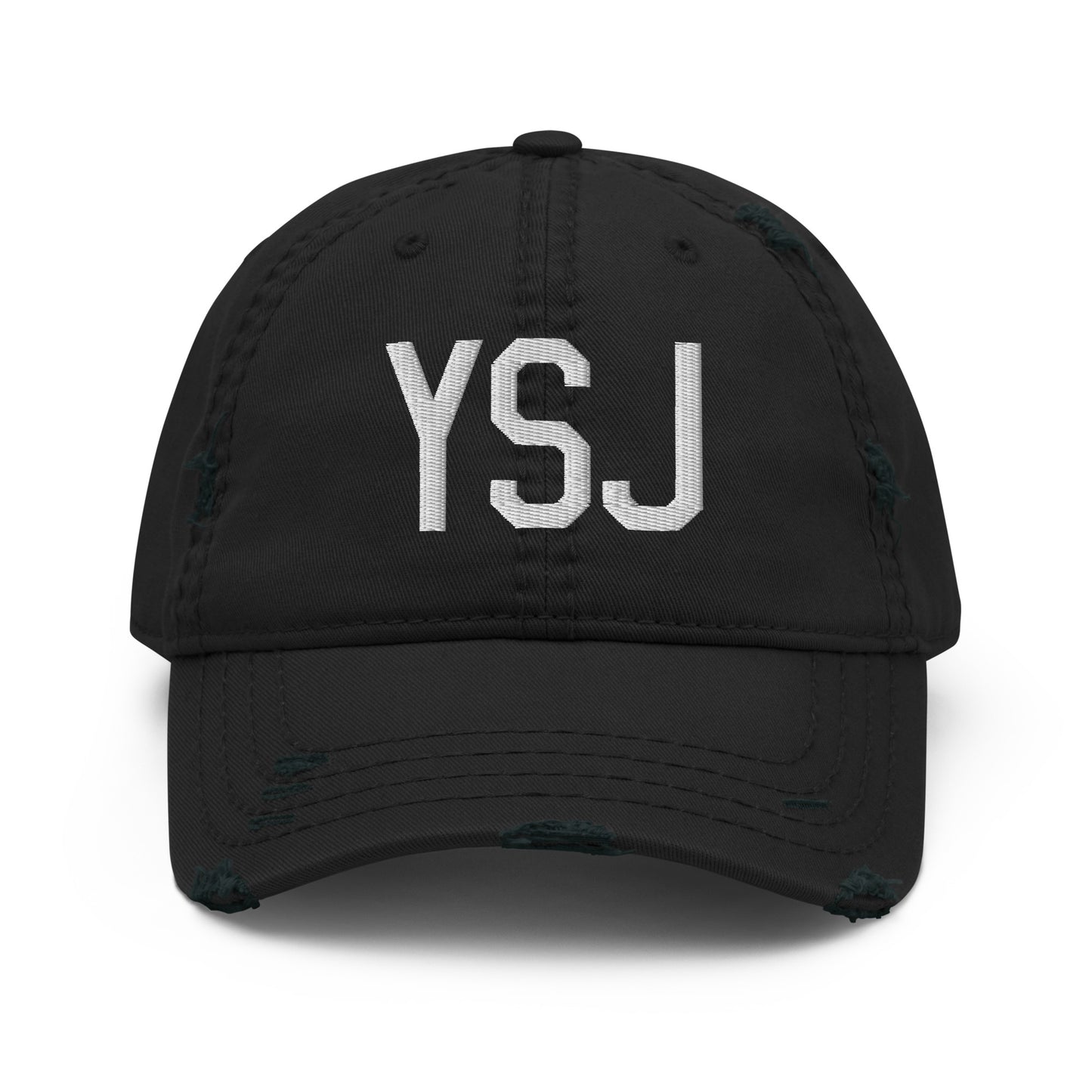 Airport Code Distressed Hat - White • YSJ Saint John • YHM Designs - Image 10