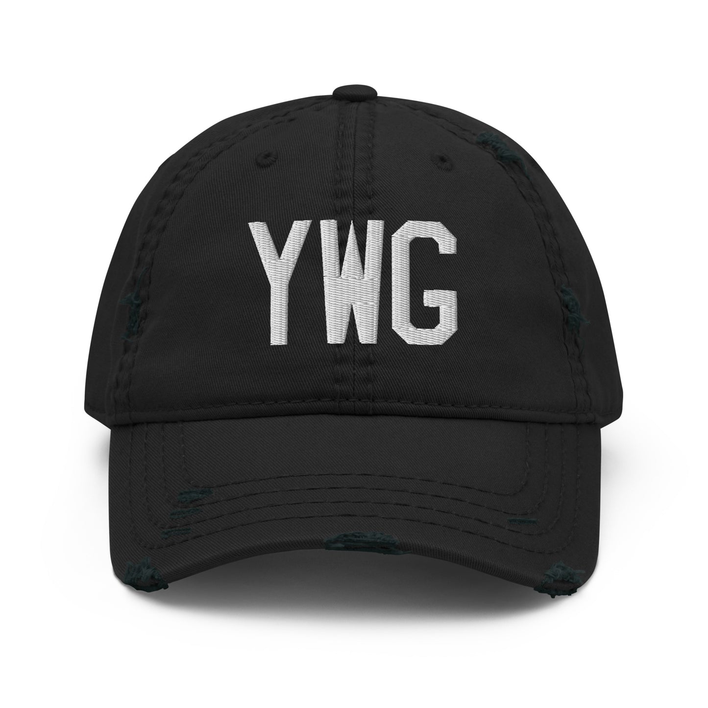 Airport Code Distressed Hat - White • YWG Winnipeg • YHM Designs - Image 10