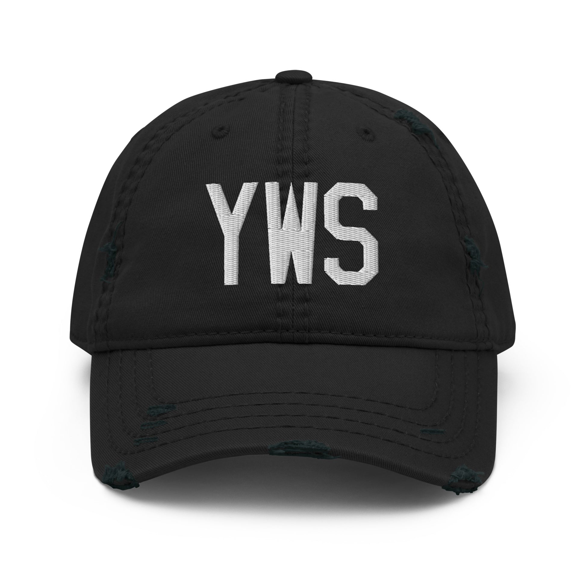 Airport Code Distressed Hat - White • YWS Whistler • YHM Designs - Image 10