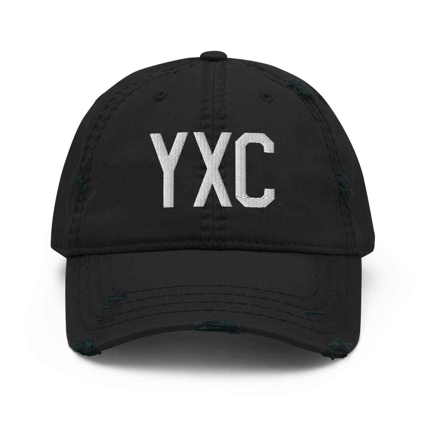 Airport Code Distressed Hat - White • YXC Cranbrook • YHM Designs - Image 10