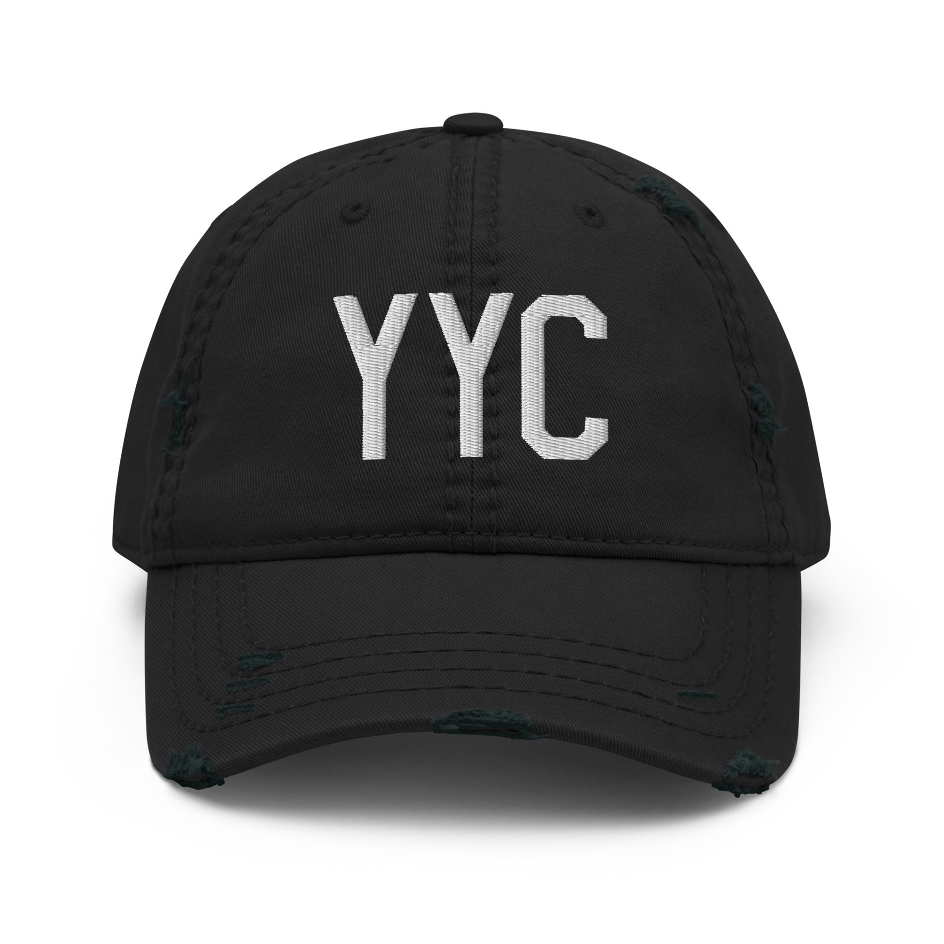 Airport Code Distressed Hat - White • YYC Calgary • YHM Designs - Image 10