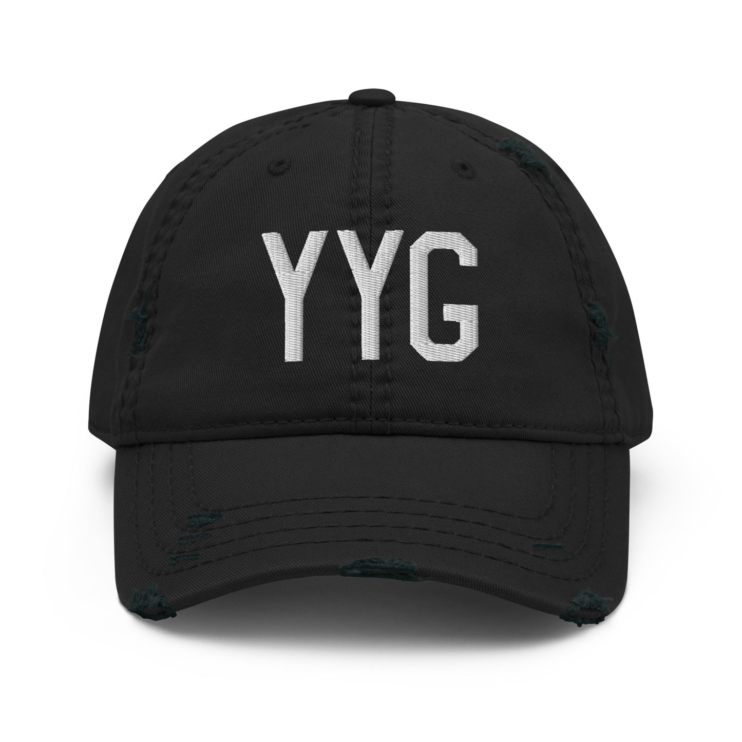 Airport Code Distressed Hat - White • YYG Charlottetown • YHM Designs - Image 10