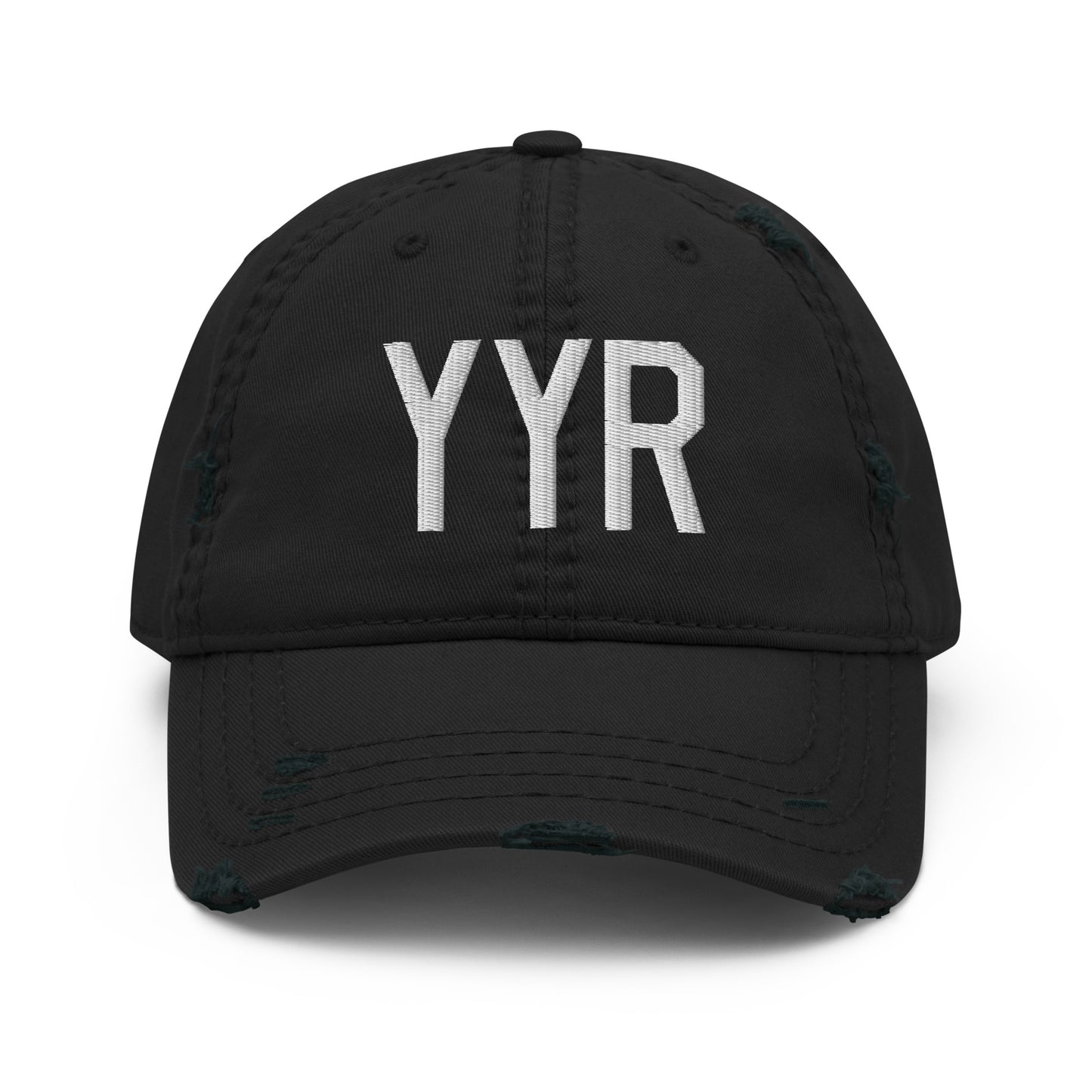 Airport Code Distressed Hat - White • YYR Goose Bay • YHM Designs - Image 10